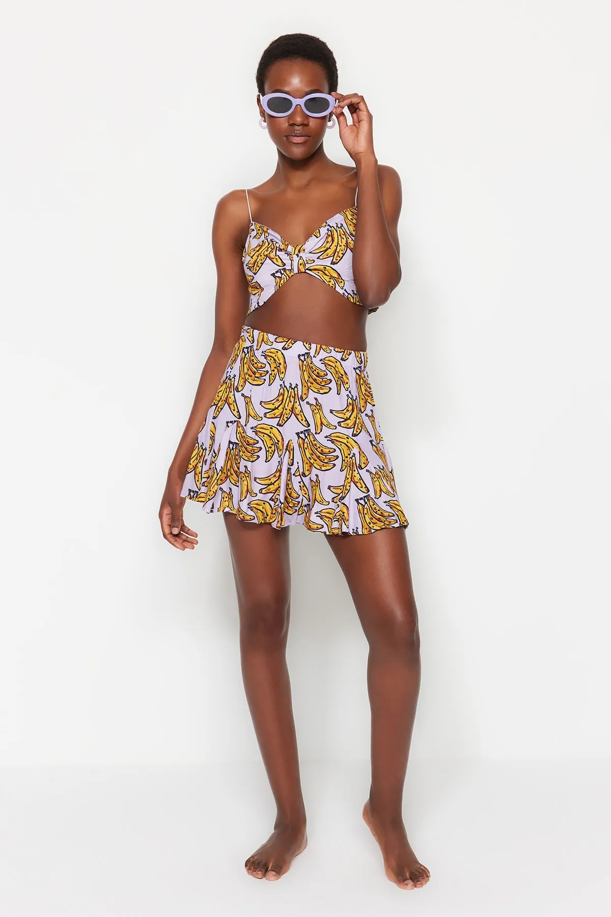 Trendyol Collection  Strandbluse-Strandrock-Set mit Fruchtmuster TBESS22AU0204