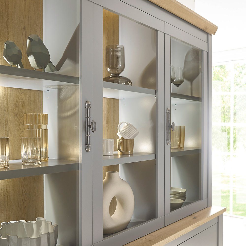 Lomadox Buffet CHATHAM-61 Landhaus Esszimmer in grau mit Artisan Eiche Nb., B/H/T 183/206/44 cm