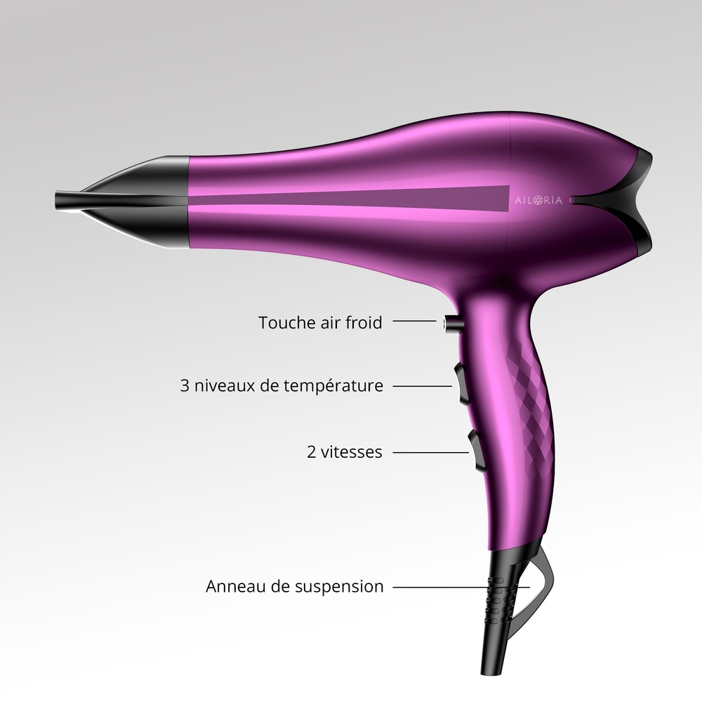 ailoria personal care ANIME Sèche-cheveux avec moteur AC 2400 W