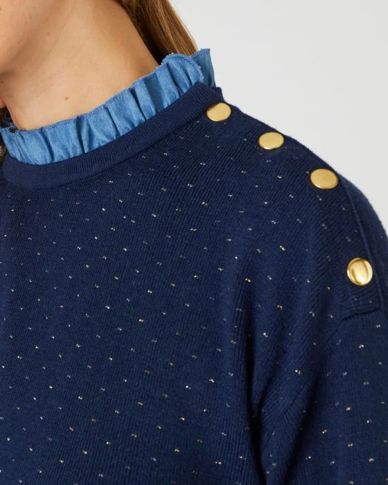 Pull jacquard chaud col volanté Thermolactyl