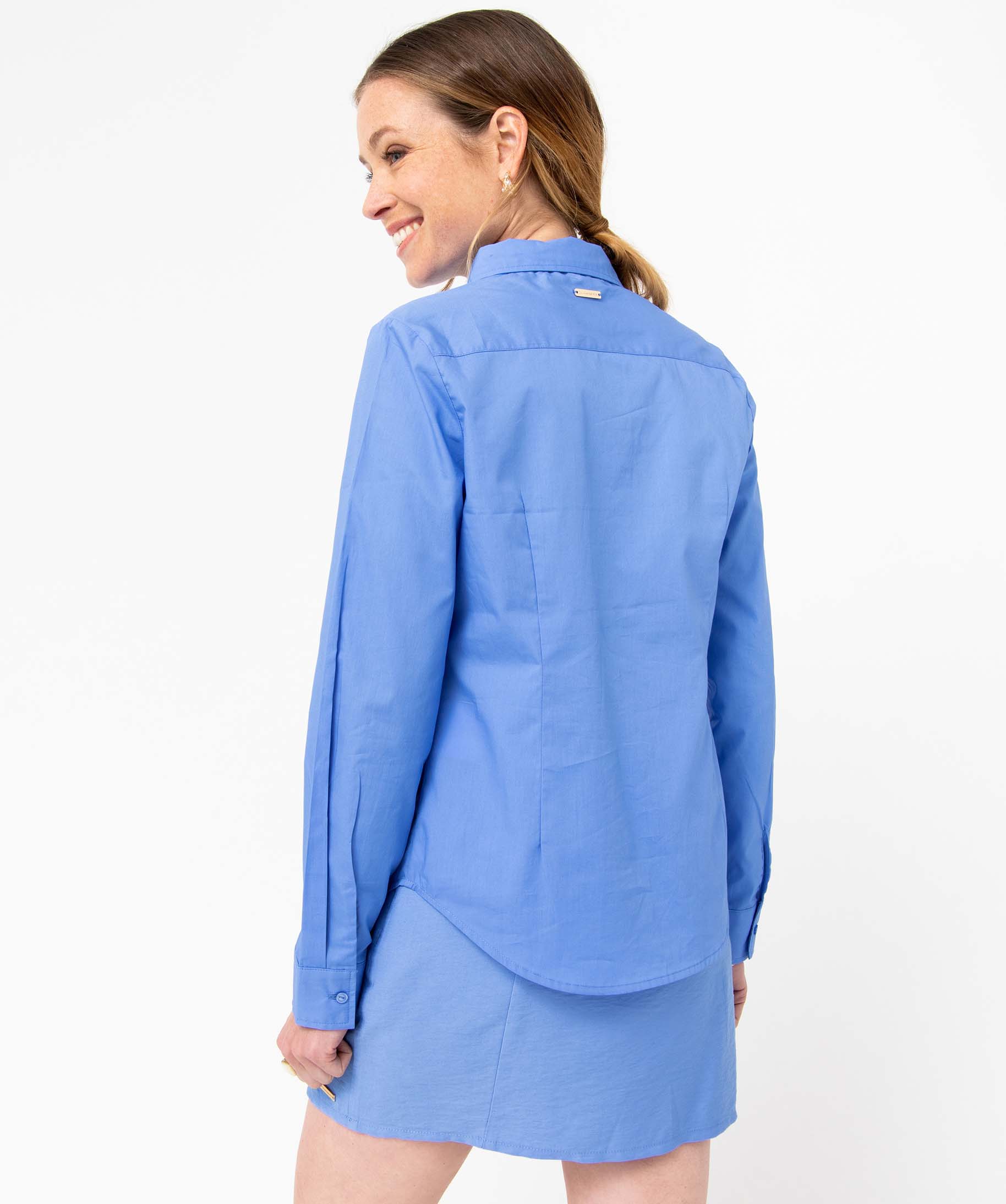 Chemise femme en coton avec logo brodé - LuluCastagnette bleu | GEMO