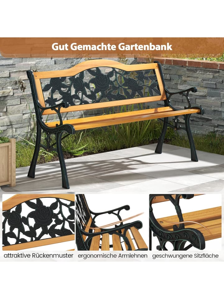 COSTWAY Gartenbank 126 x 52 x 74 cm in Beige günstig kaufen onesize