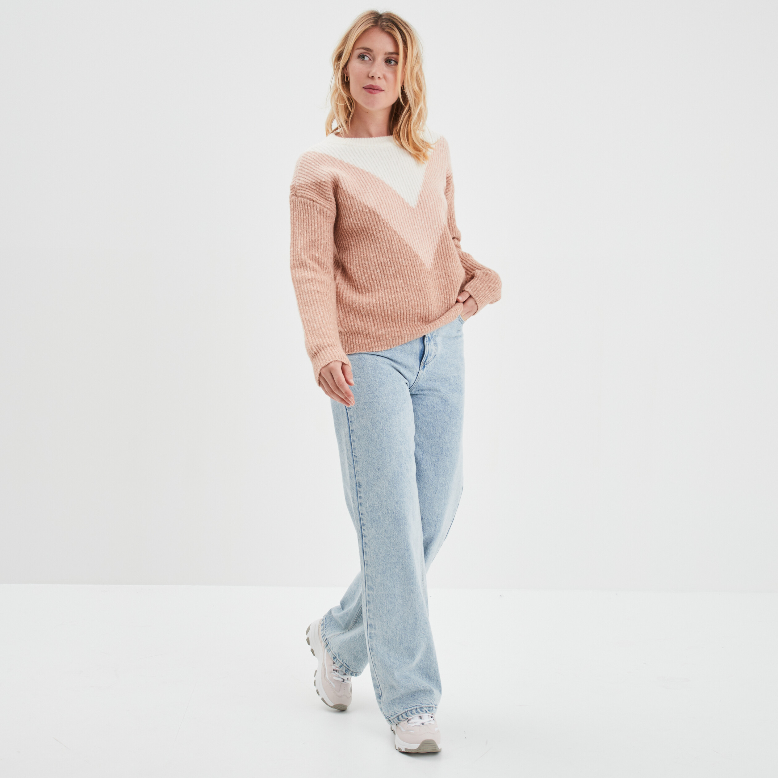 Pull manches longues rose clair femme | La Halle