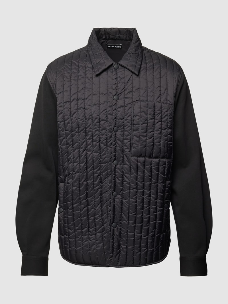 Hemdjacke mit Steppbesatz in schwarz