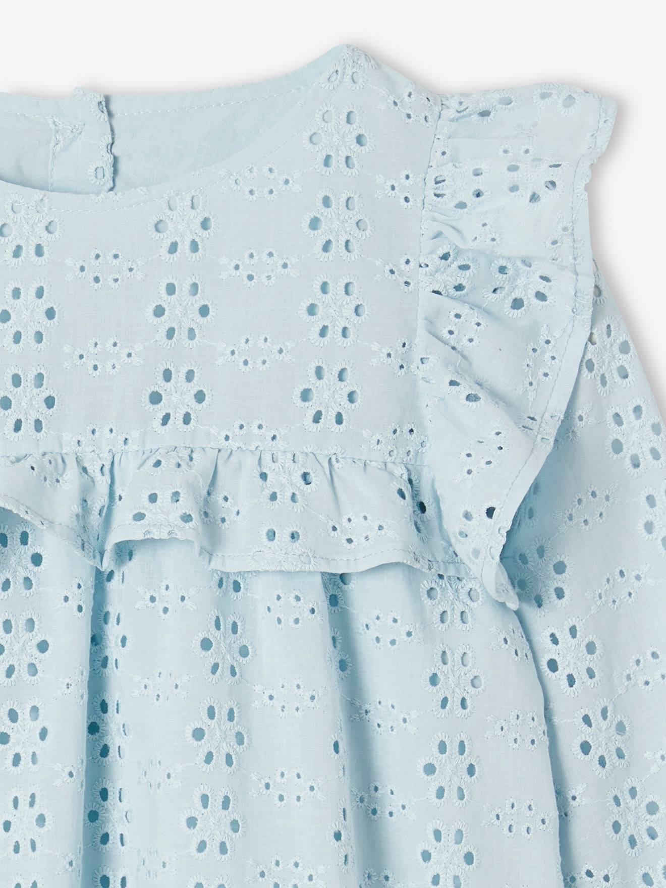 Vertbaudet Mädchen Volant-Bluse - himmelblau