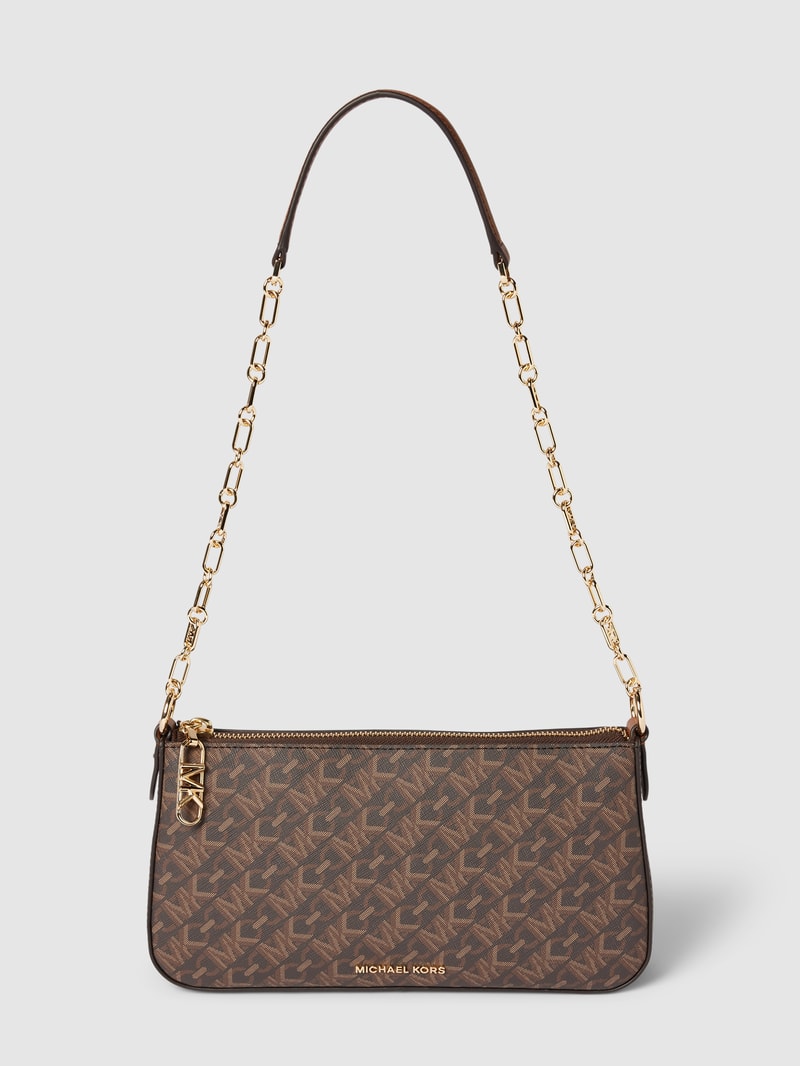 Handtasche mit Label-Applikation Modell 'EMPIRE' in mittelbraun