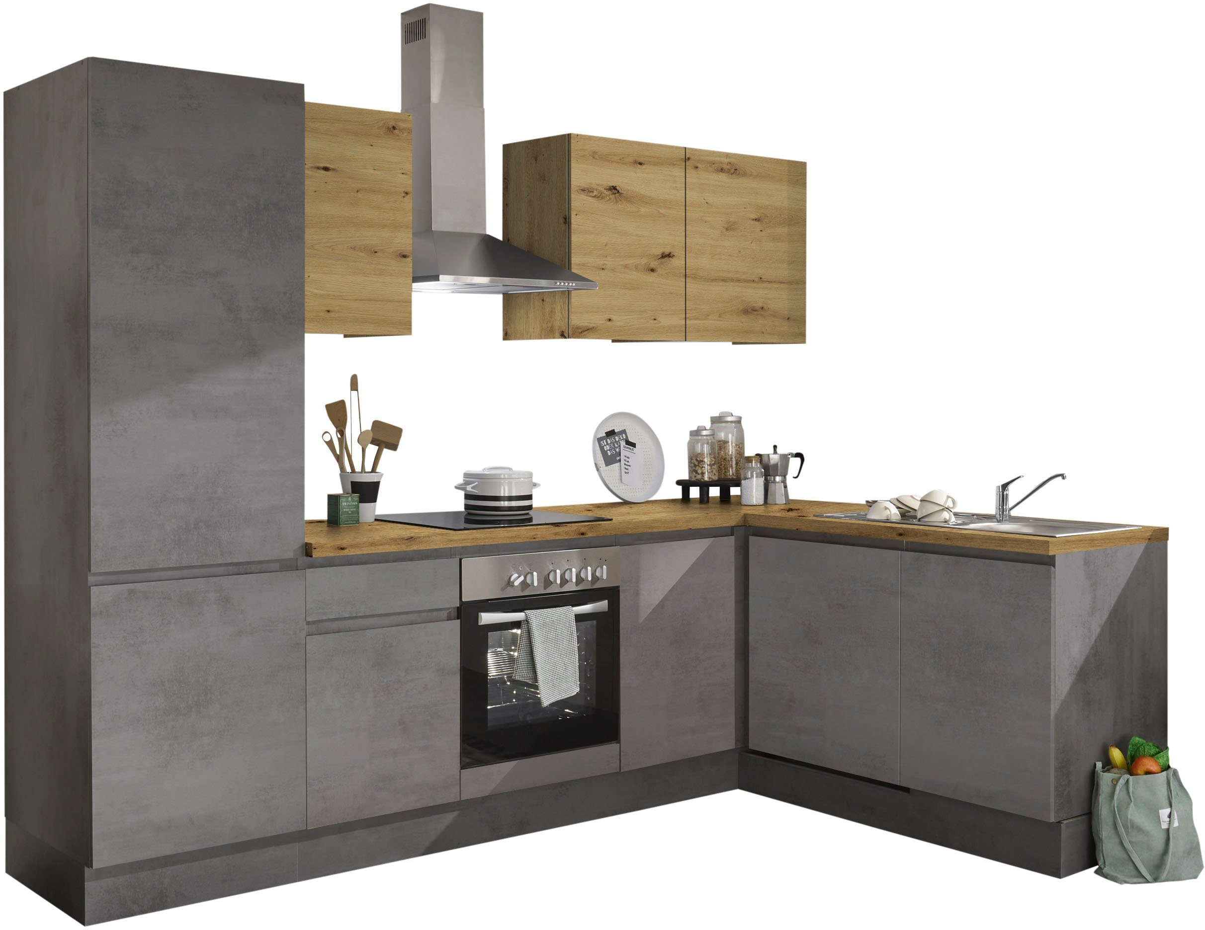 BASIC by Balculina Küche Adna, Stellbreite 280/170 cm, wahlweise mit oder ohne E-Geräte