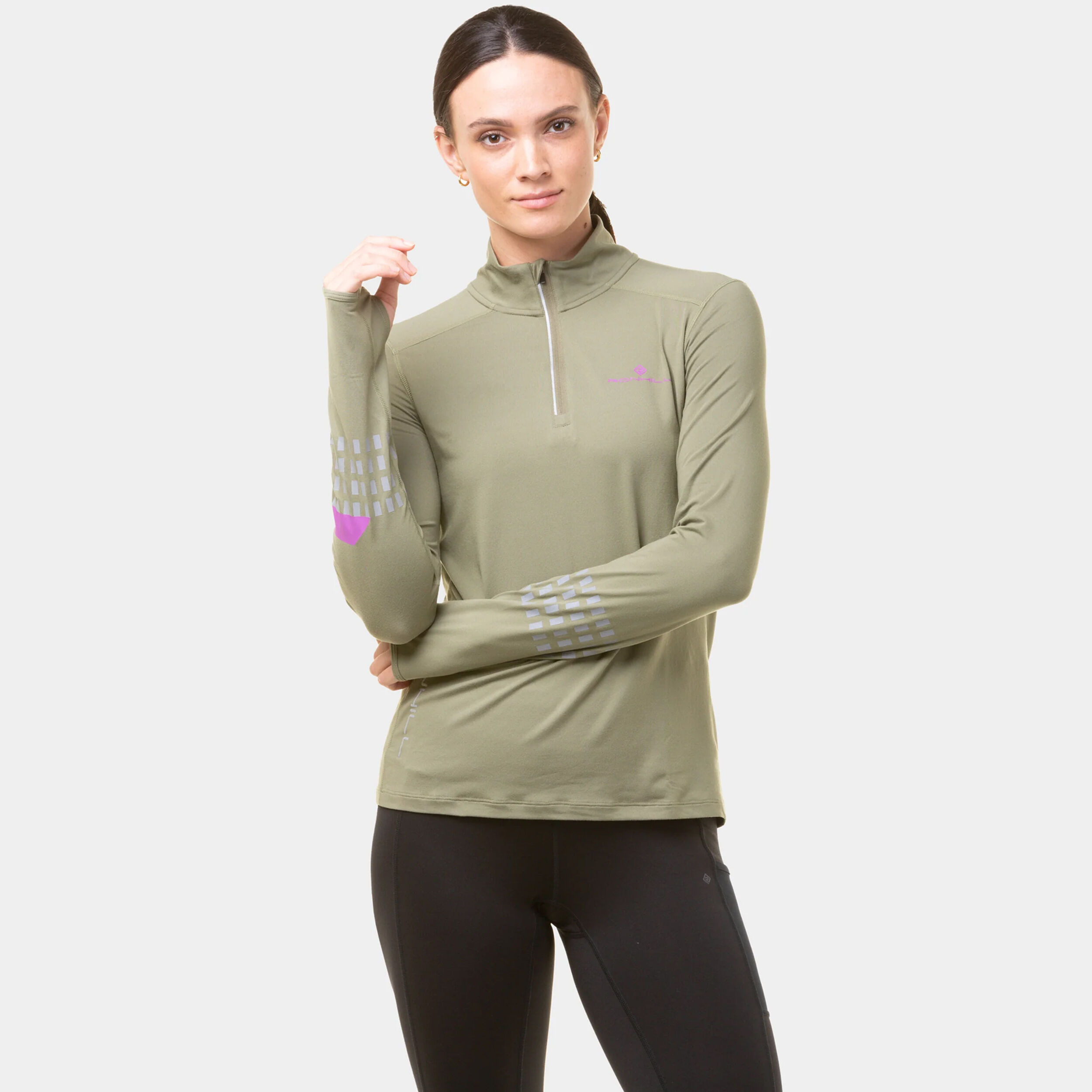 Tech Afterhours 1/2 Zip Laufshirt Damen - Oliv