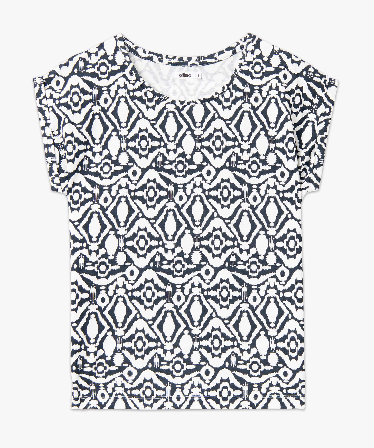 Tee-shirt droit fendu à manches courtes imprimé femme imprime | GEMO