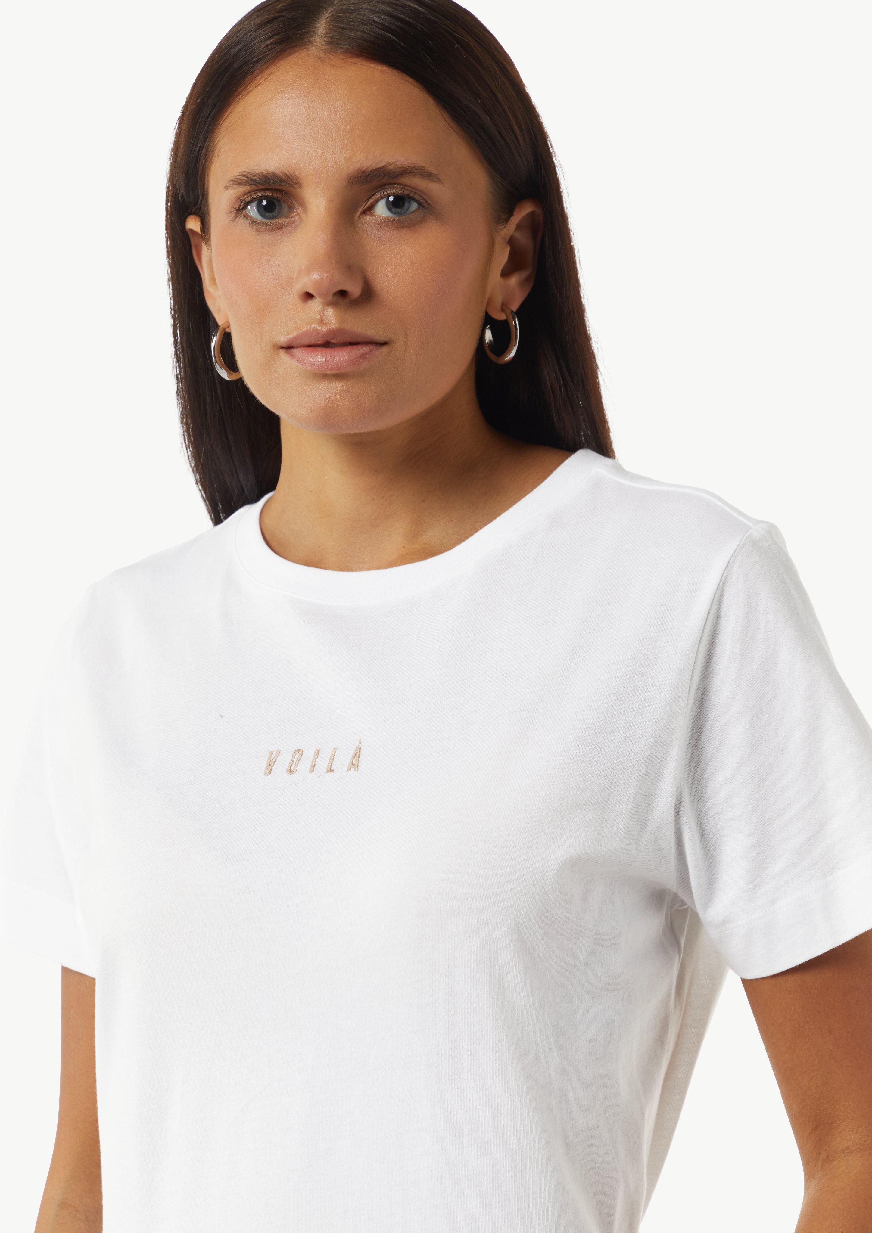 T-Shirt mit Stickerei-Detail - weiß