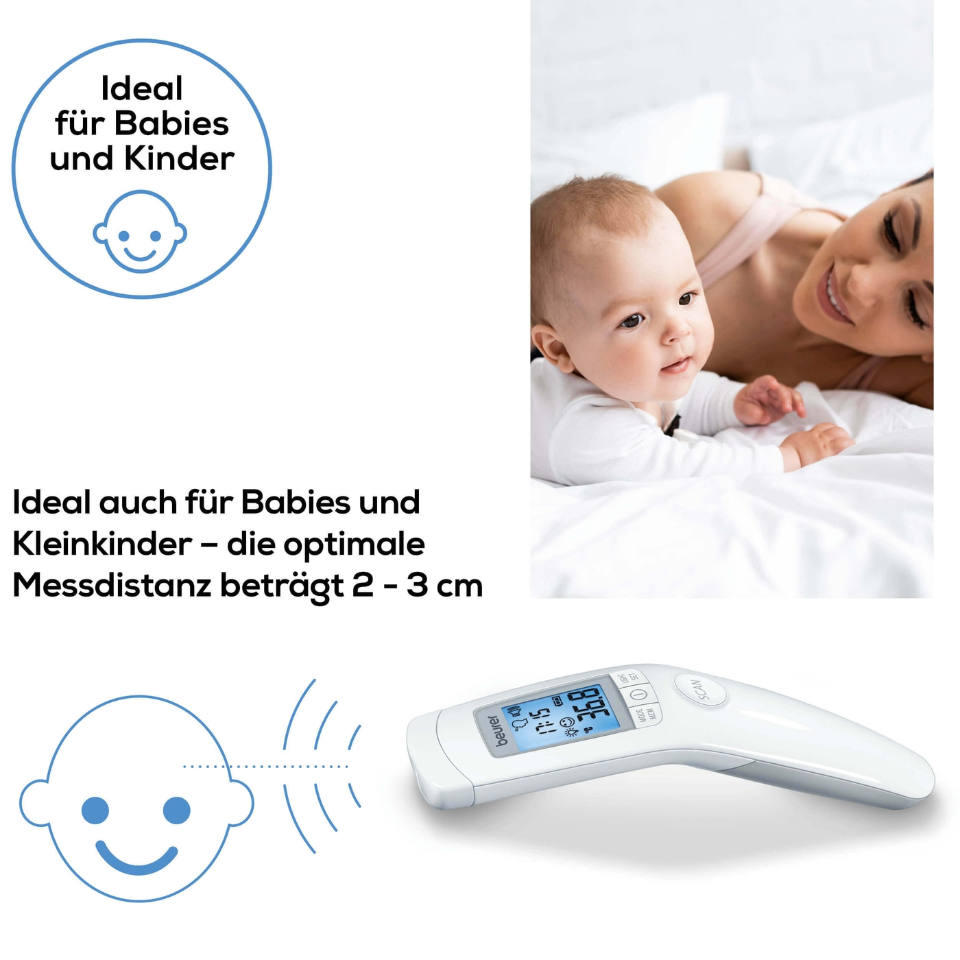 Beurer kontaktloses Thermometer FT 90-Hygienische Messung durch Infrarot-Technologie