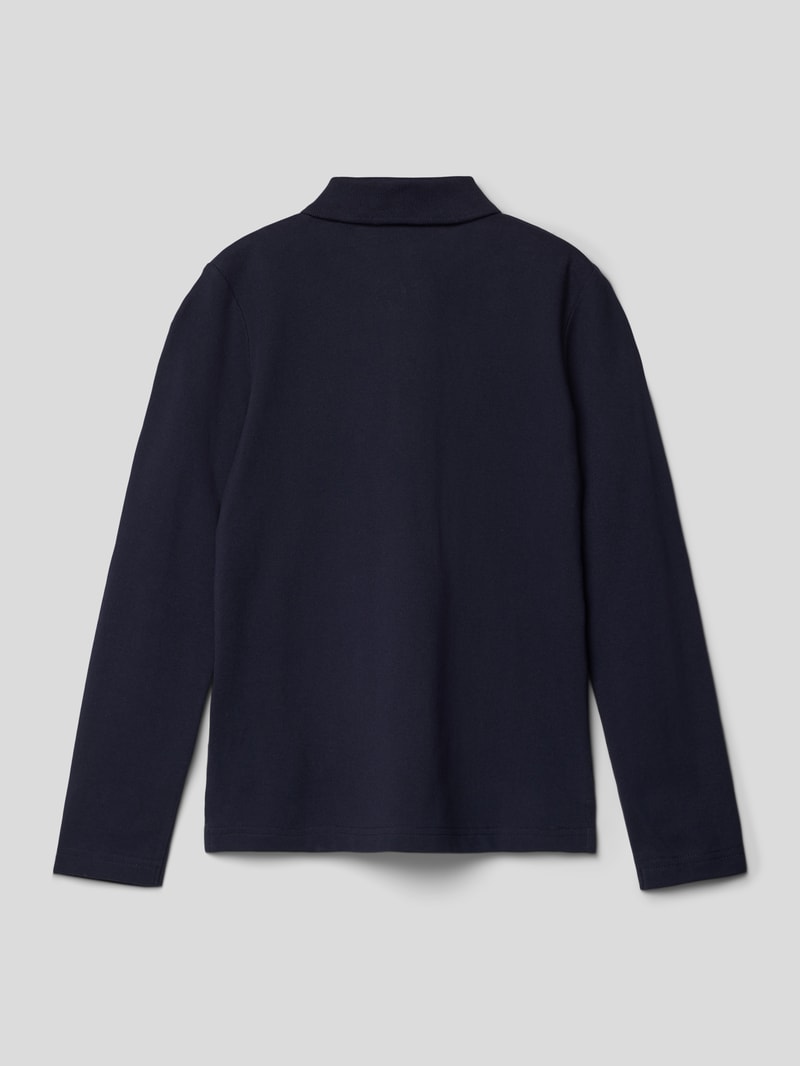 Longsleeve mit Polokragen Modell 'PIQUE' in blau