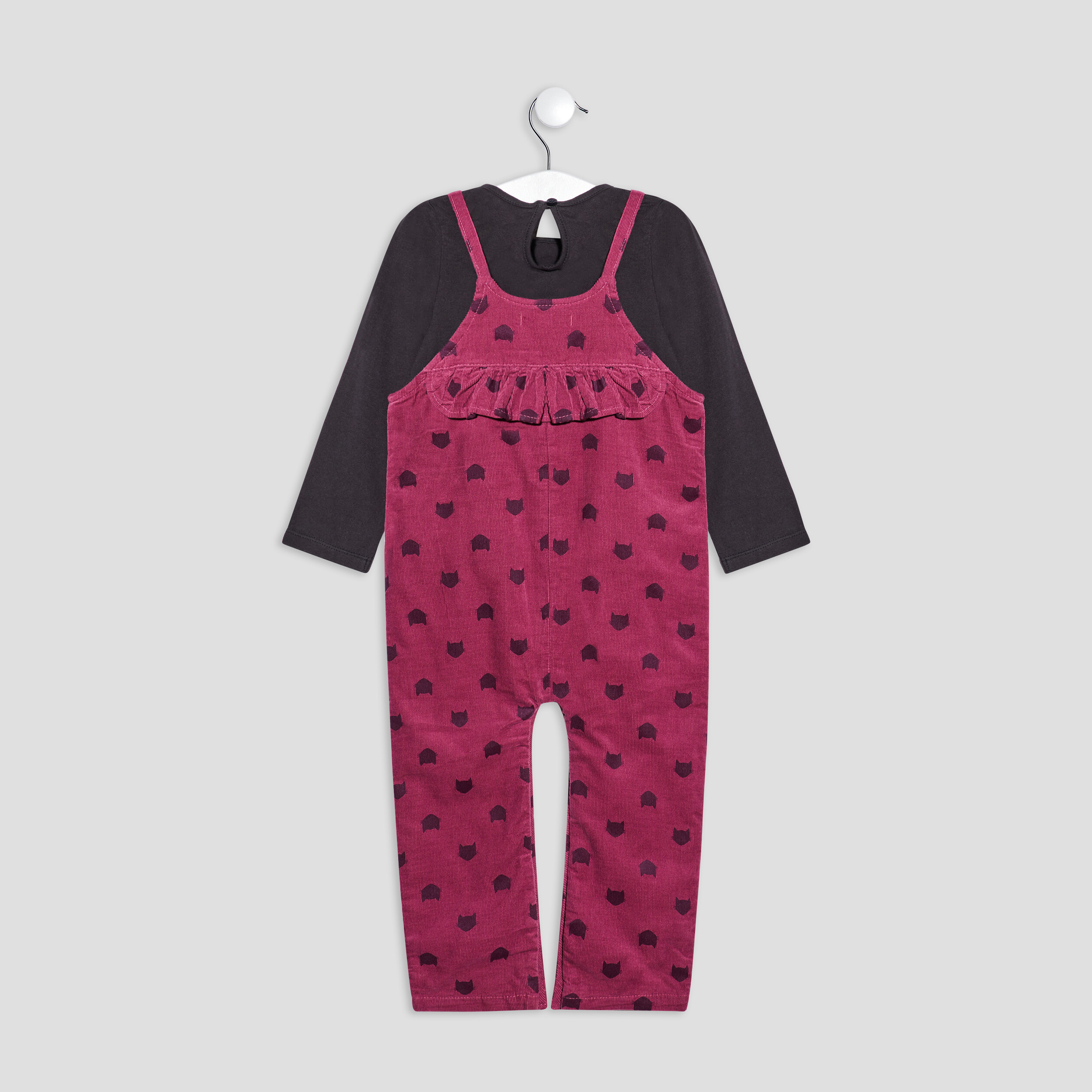 Ensemble 2 pièces salopette rose fushia bébé fille | La Halle