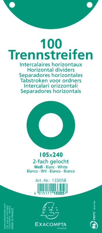 Exacompta Premium Blanko Trennstreifen Spezial Weiß Weiß Pappkarton 2 Löcher 100 Stück