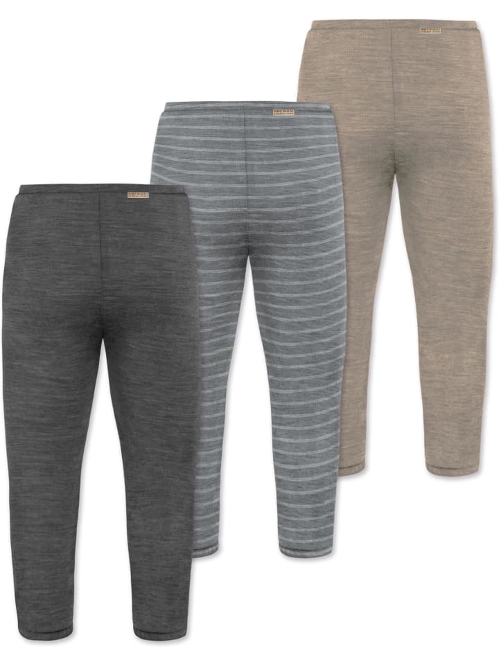 Normani Outdoor Sports 3er Pack Baby Merino Unterhose mit Füßen in Beige/Grau/Anthrazit günstig kaufen