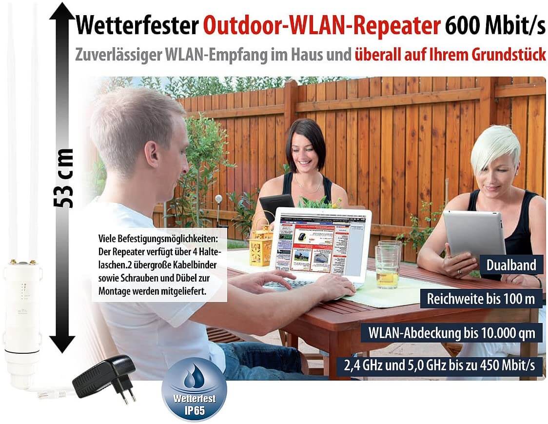7Links WLR-600.out WLAN-Repeater Outdoor Garten Empfang Verstärker Smart-Life-System ELESION