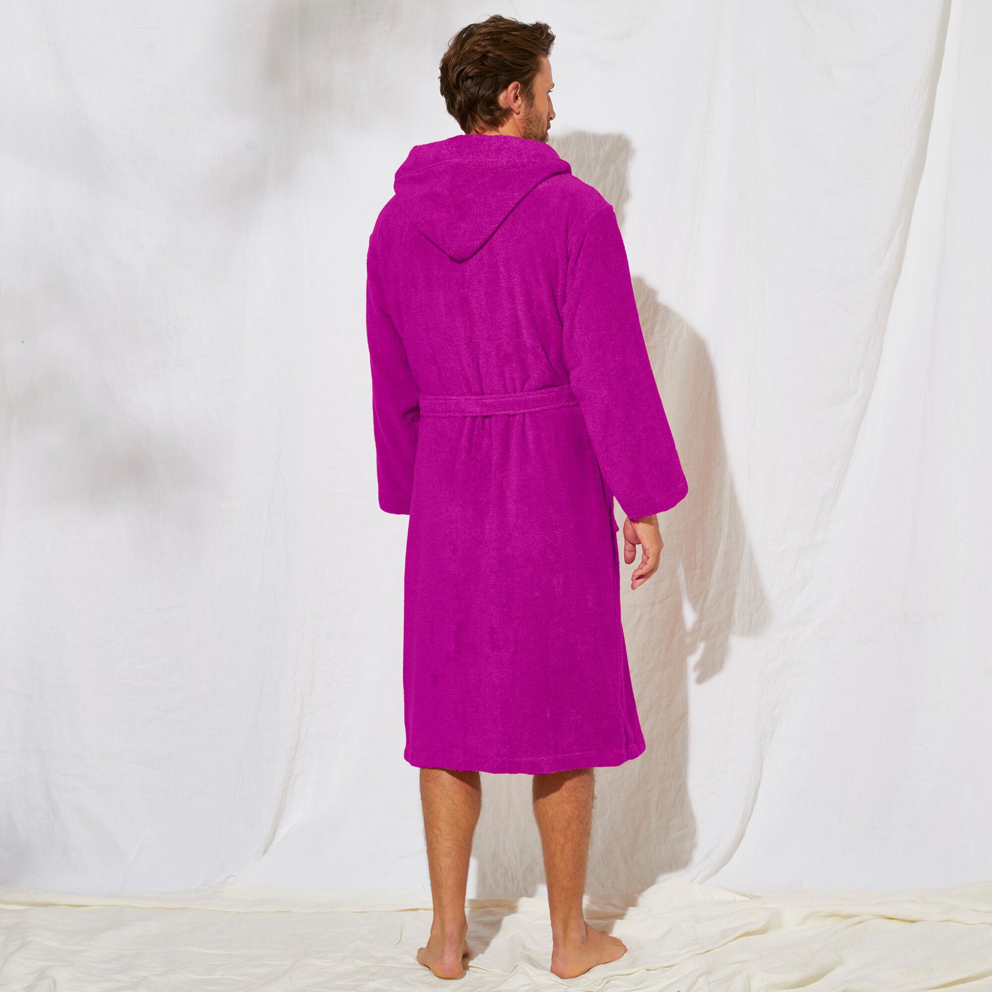 Peignoir mixte adulte col capuche éponge bouclette