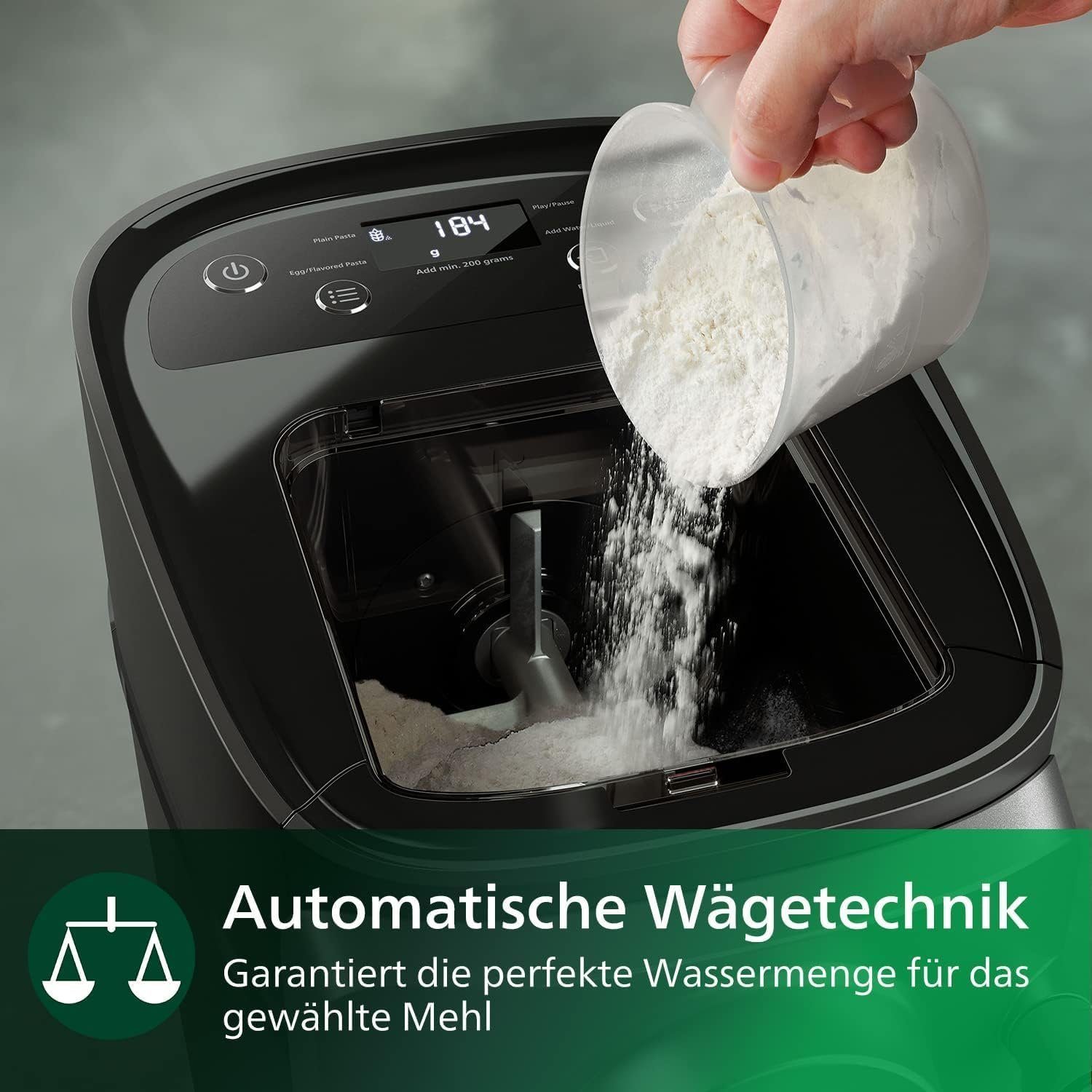 Philips Nudelmaschine Serie 7000,Schwarz,Nudelmaschine,Elektrisch,Nudel Maschine,Pastamaker, 200,00 W, Pasta Maschine,Nudel herstellen,mit Formscheiben,Nudelmaschinen
