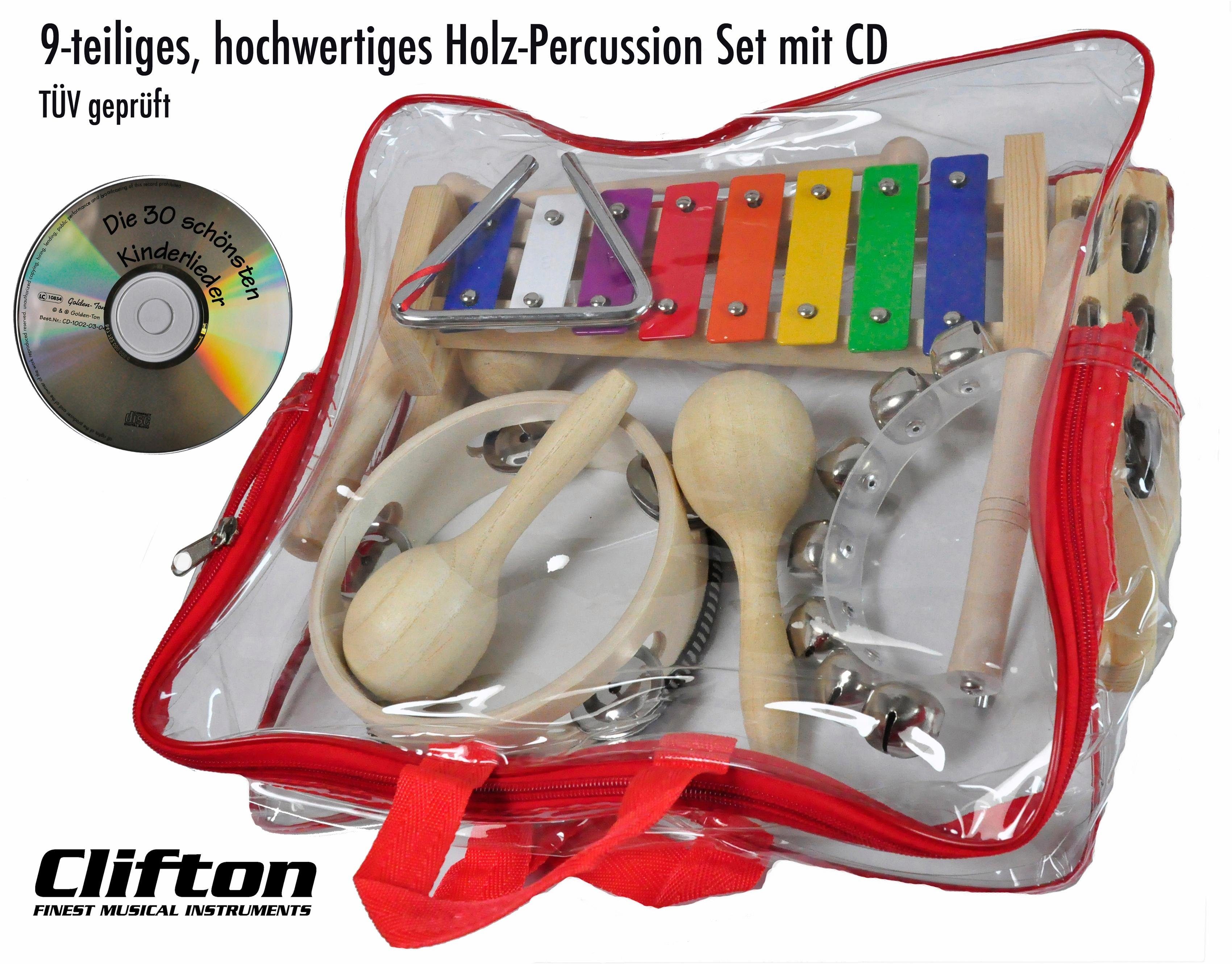 Clifton Trommel 9 teiliges Kinder Percussion Set mit CD,Set, 9-St.