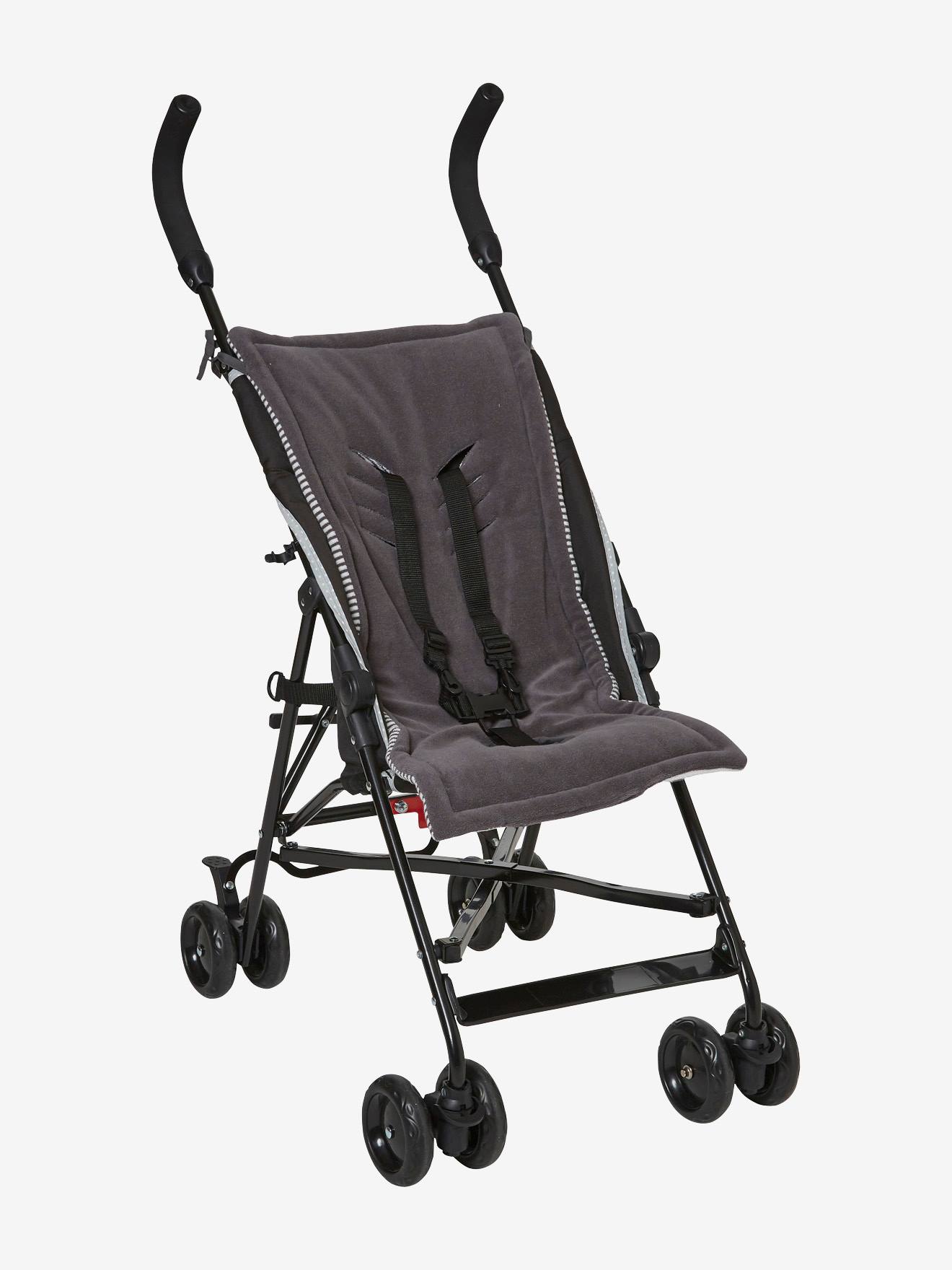Vertbaudet Buggy-Sitzauflage Oeko-Tex - dunkelgrau/gestreift