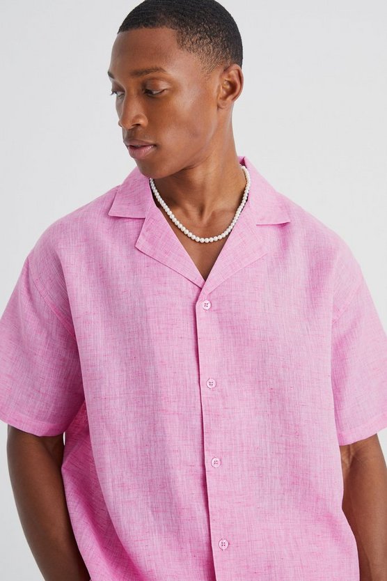 Oversize Hemd & Shorts in Leinenoptik