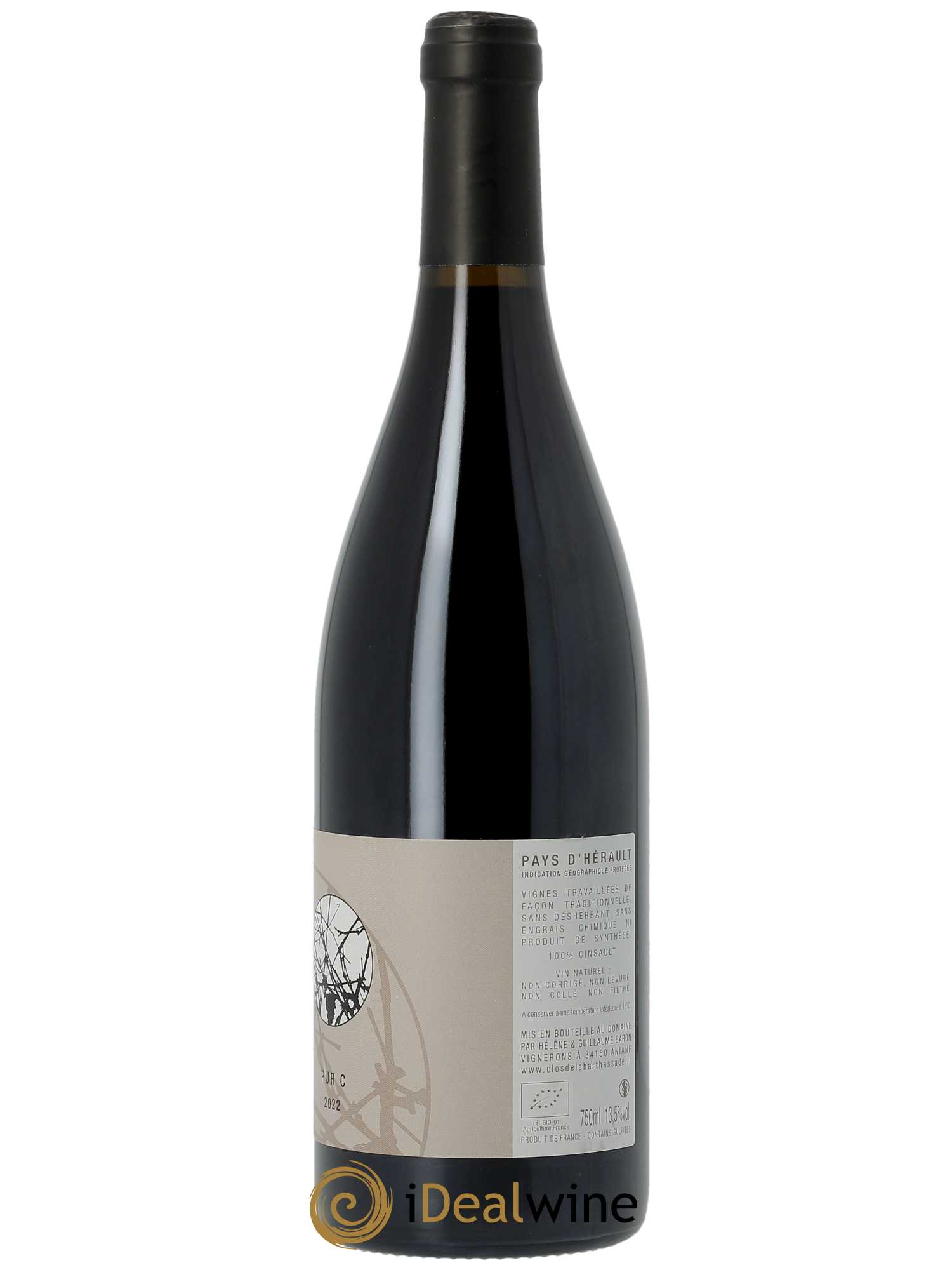 IGP Pays d'Hérault Pur C Le Clos de la Barthassade  2022 - Lot de 1 Bouteille