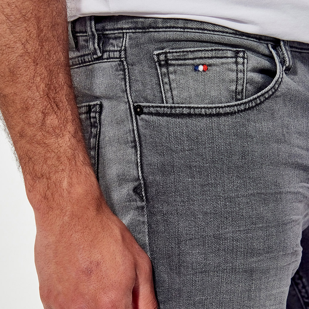 DATTT  Jean straight Homme gris clair délavé