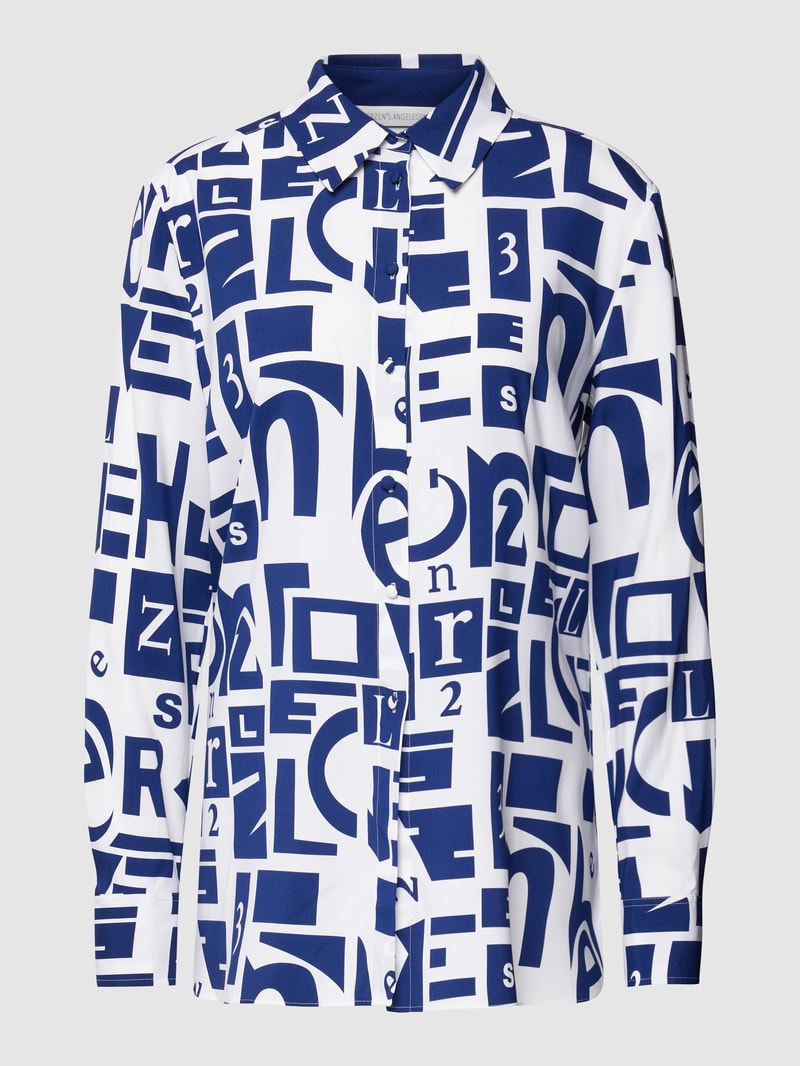 Hemdbluse mit Allover-Muster in royalblau