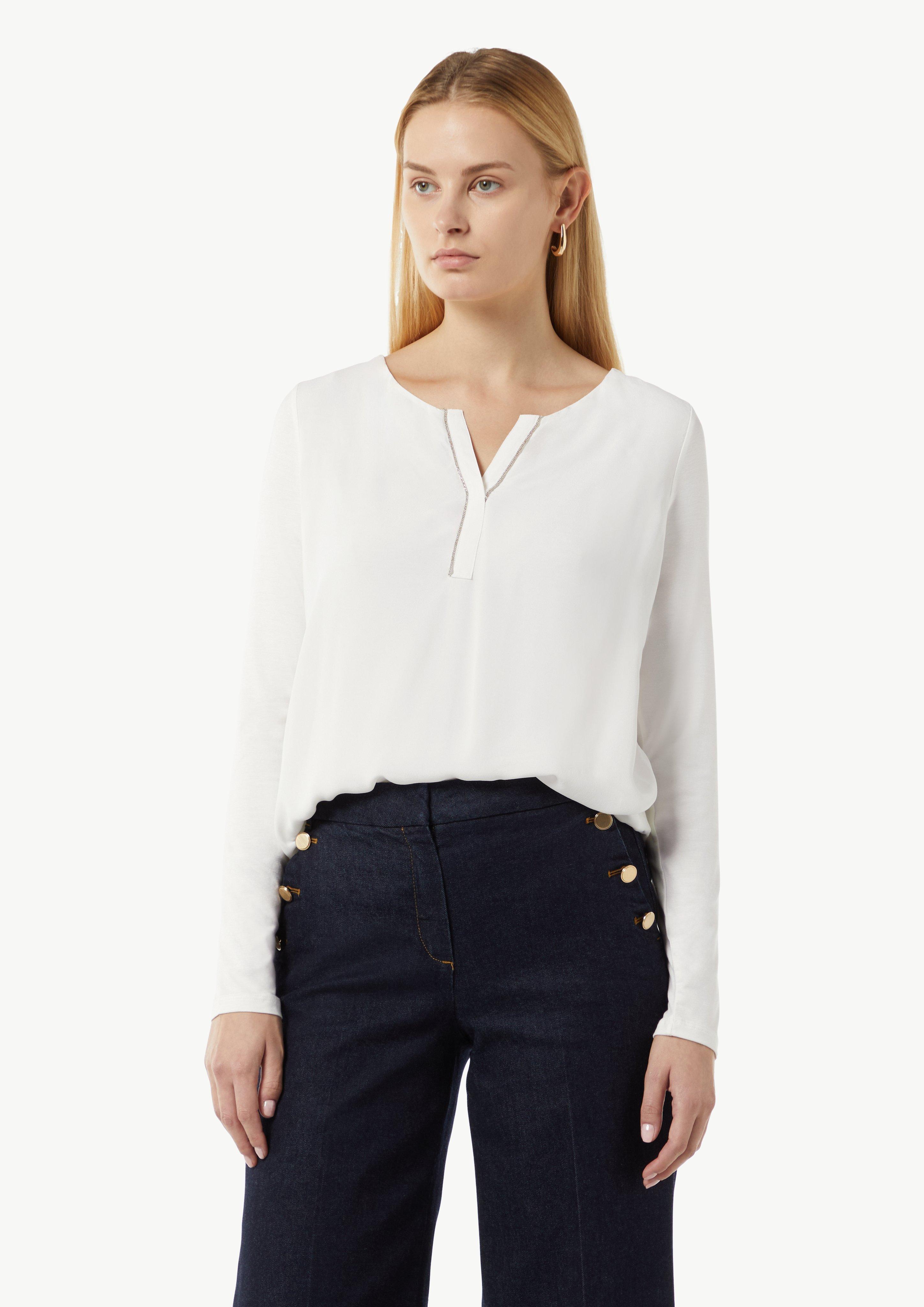 Longsleeve aus Jersey mit Ziersteinen - weiß