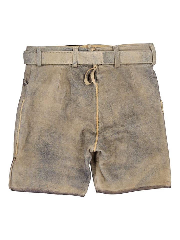Turi Landhaus Lederhose in Dunkelbraun/ Oliv günstig kaufen