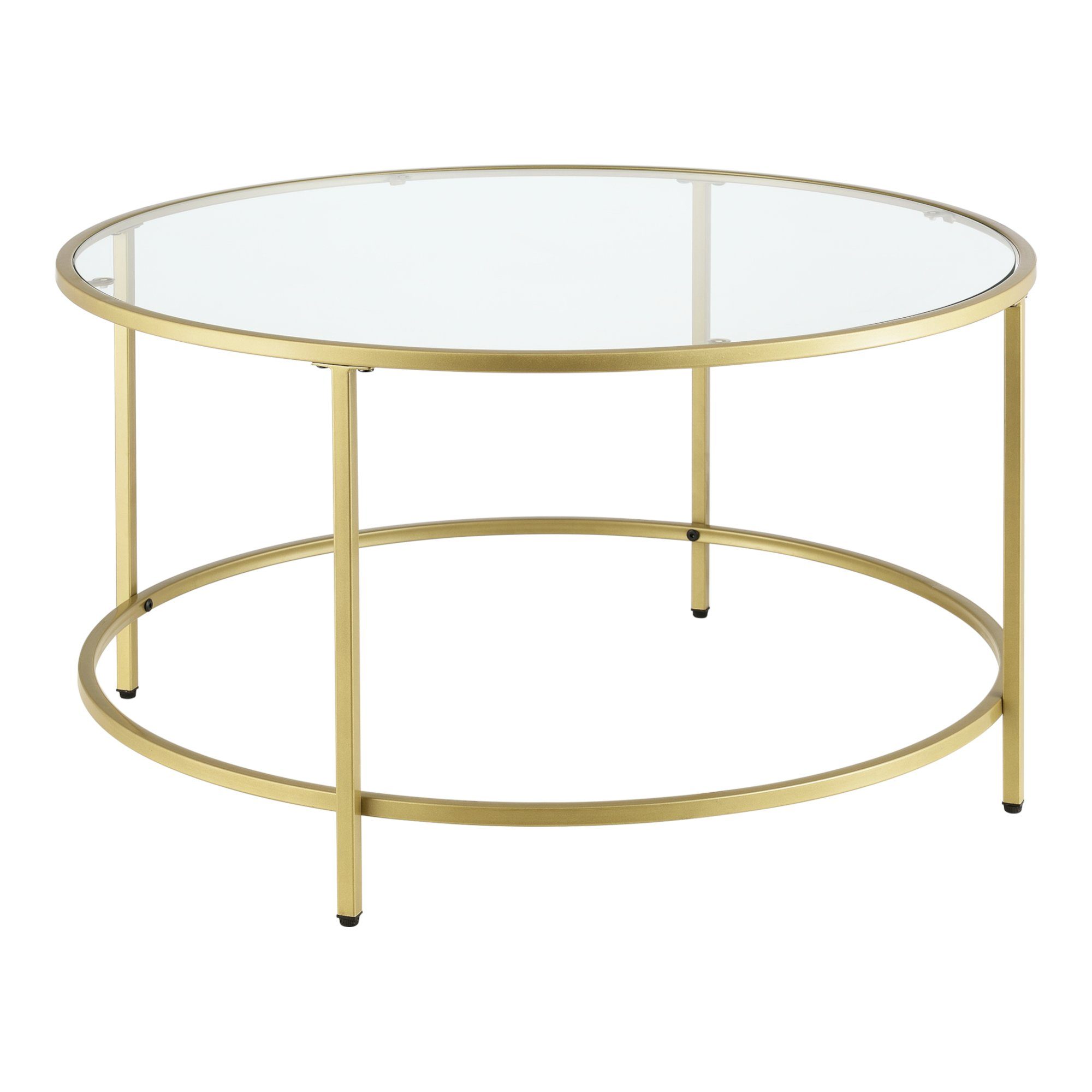 en.casa Couchtisch, Kouvola Wohnzimmertisch Sofatisch 84x45,5cm Glastisch Gold