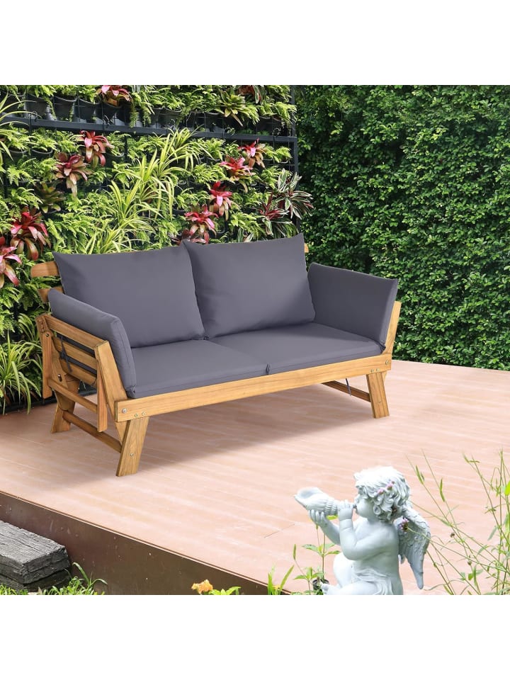 COSTWAY Gartenbank Schlafsofa in Grau günstig kaufen onesize