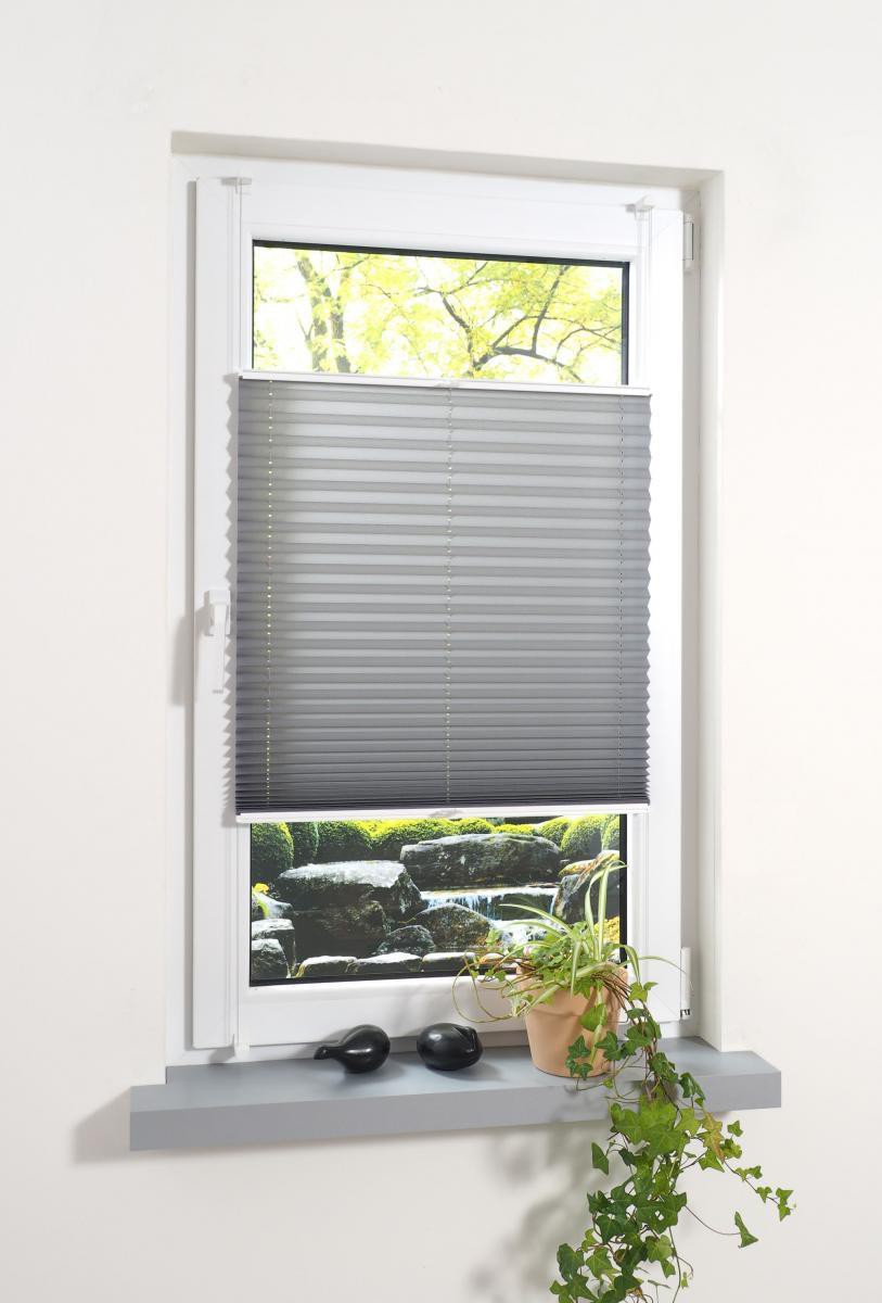 Bella Casa Klemmfix Plissee verspannt, 60 x 220 cm (Breite x Höhe), grau