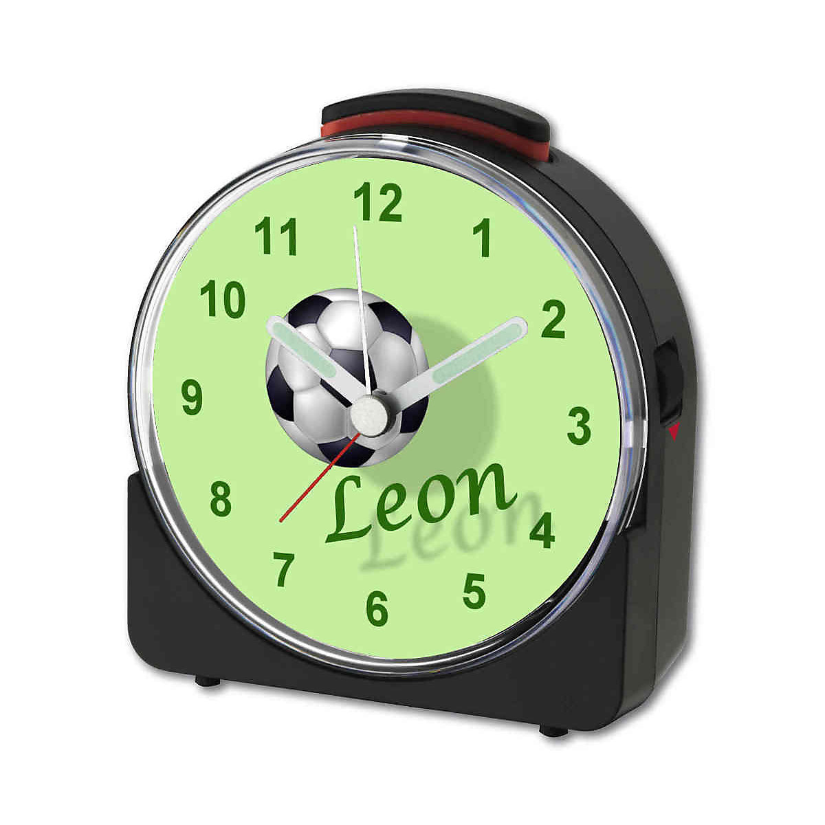 Kinder Funkwecker weiß personalisiert mit Namen Fußball 2