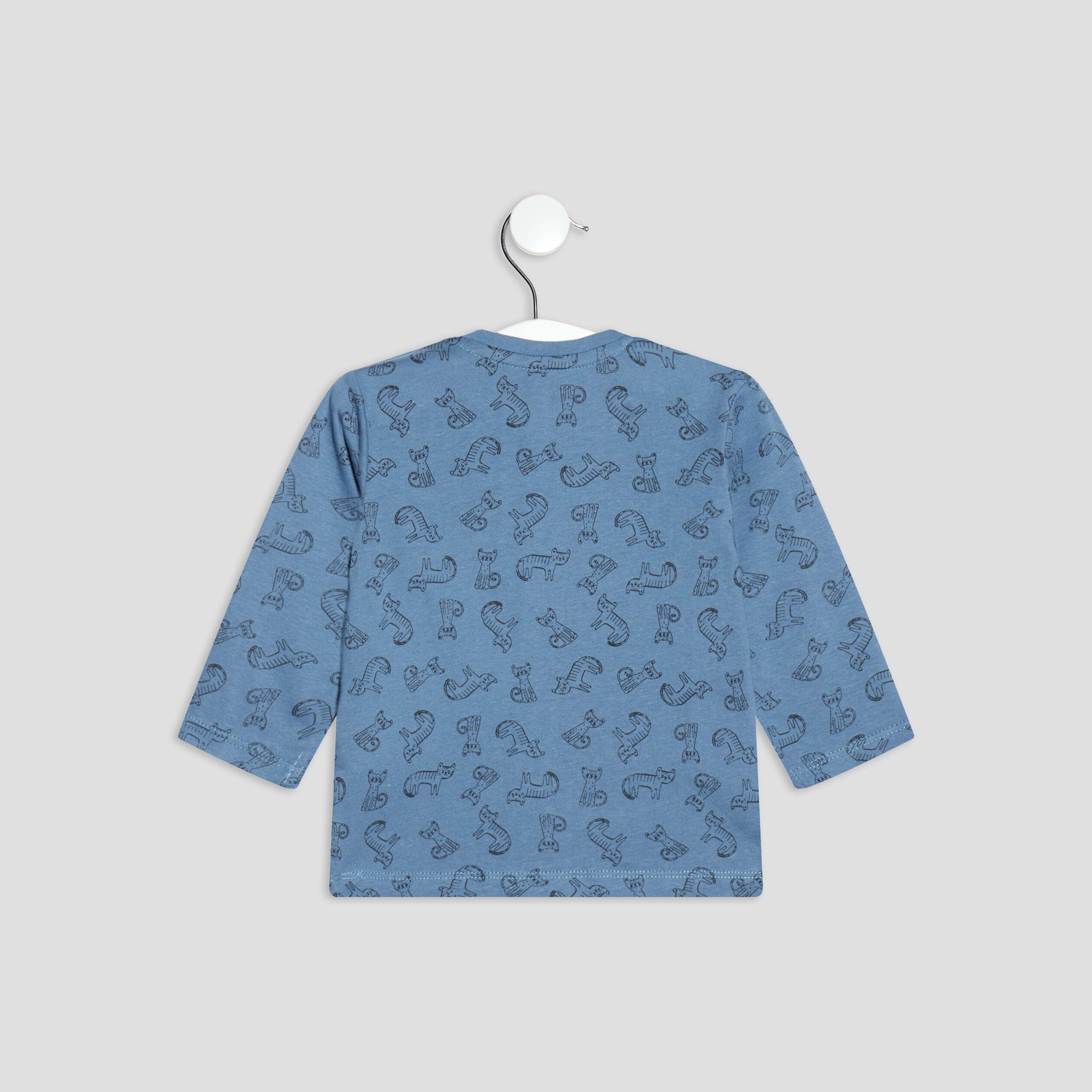 T-shirt manches longues bleu gris bébé garçon | La Halle