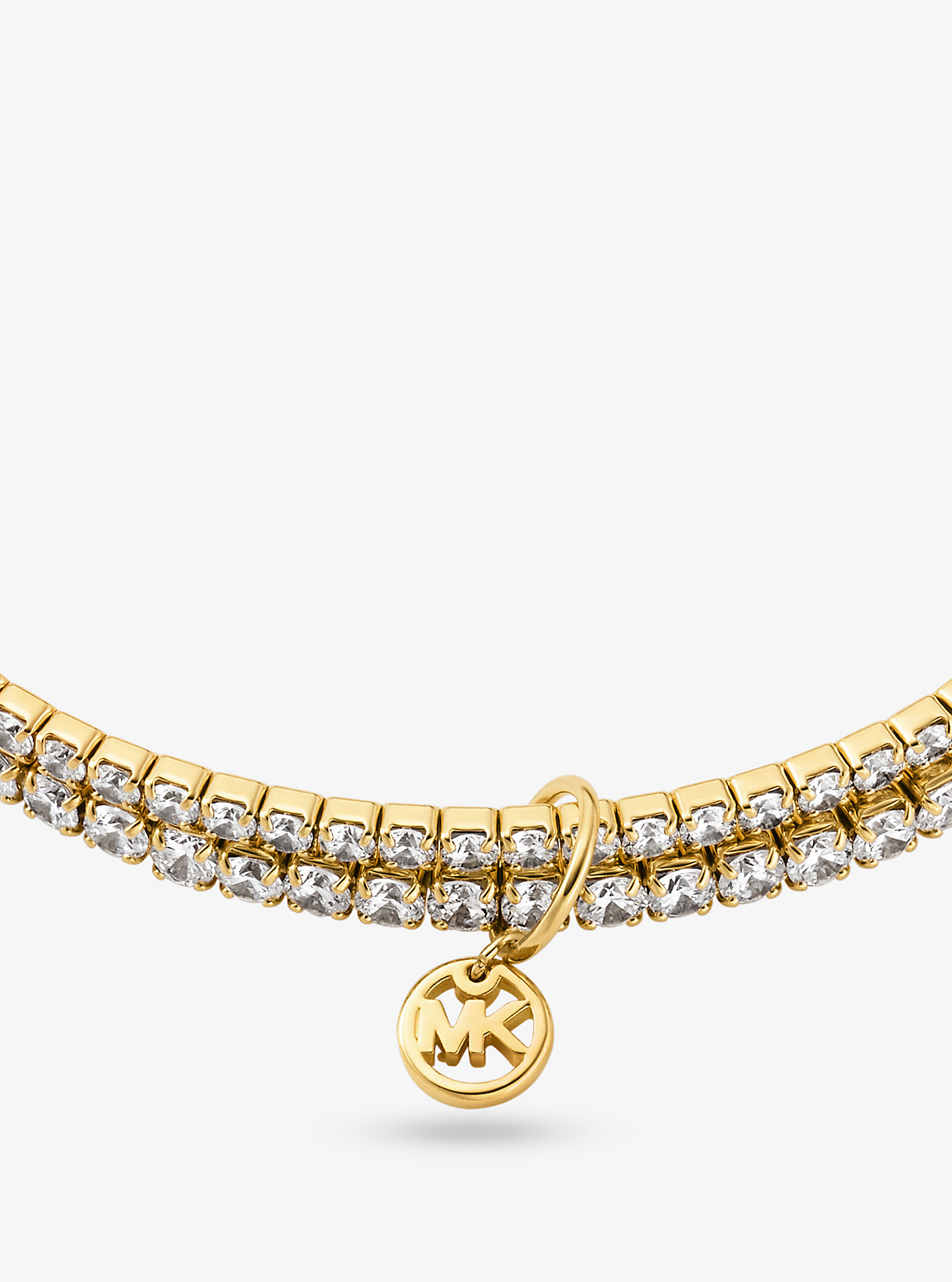 Precious Metal-Plated Brass Double Wrap Tennis Bracelet - GOLD