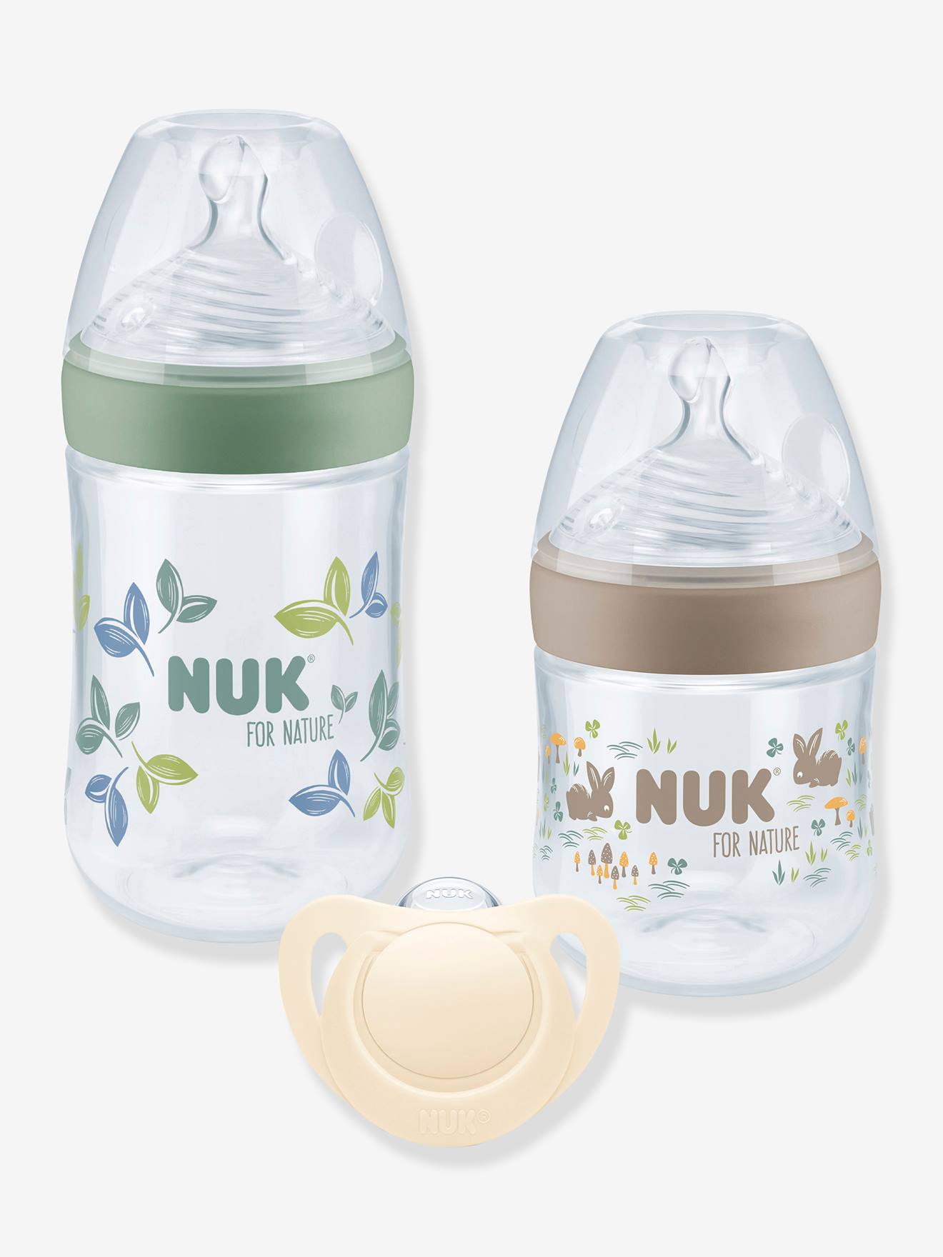 Coffret Starter Set (2 biberons + sucette) NUK for Nature blanc
