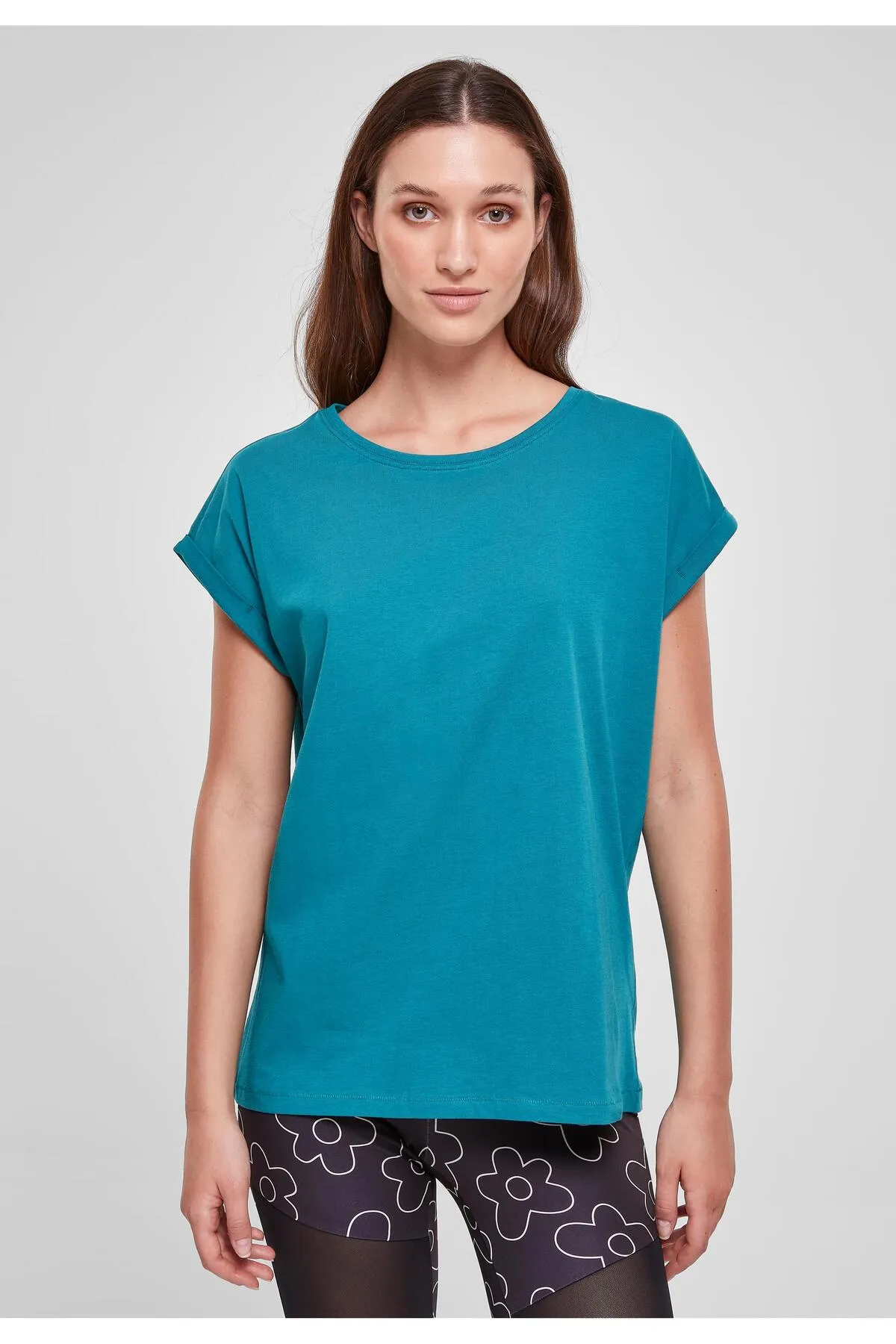 Urban Classics  Damen T-Shirt mit verlängerter Schulterpartie für Damen