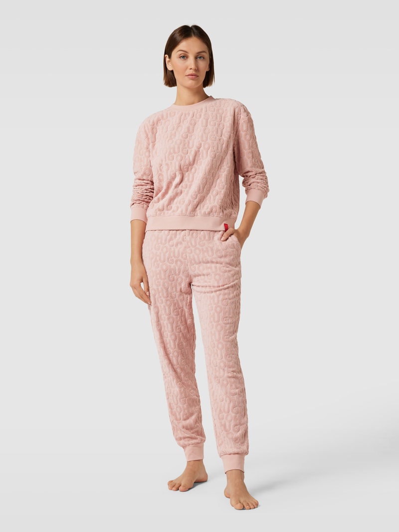 Sweatshirt mit Allover-Label-Muster aus Frottee Modell 'TERRY ME' in rosa