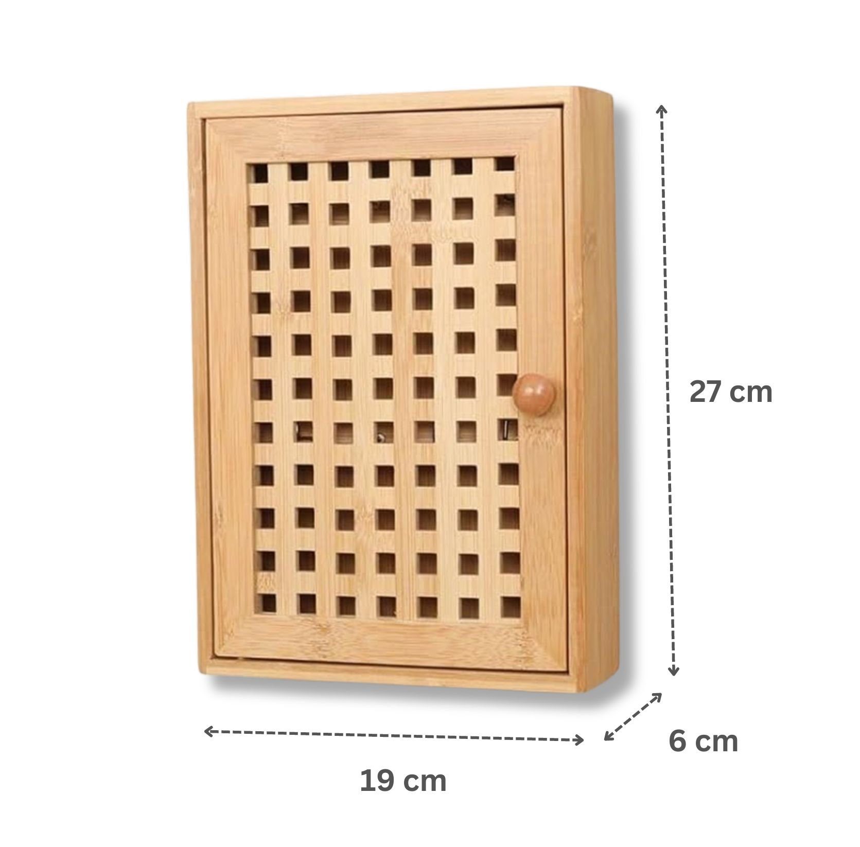 Terra Home Schlüsselkasten Schlüsselbox Bambus 27x19x6 cm, mit Magnetverschluss,8 Schlüsselhaken
