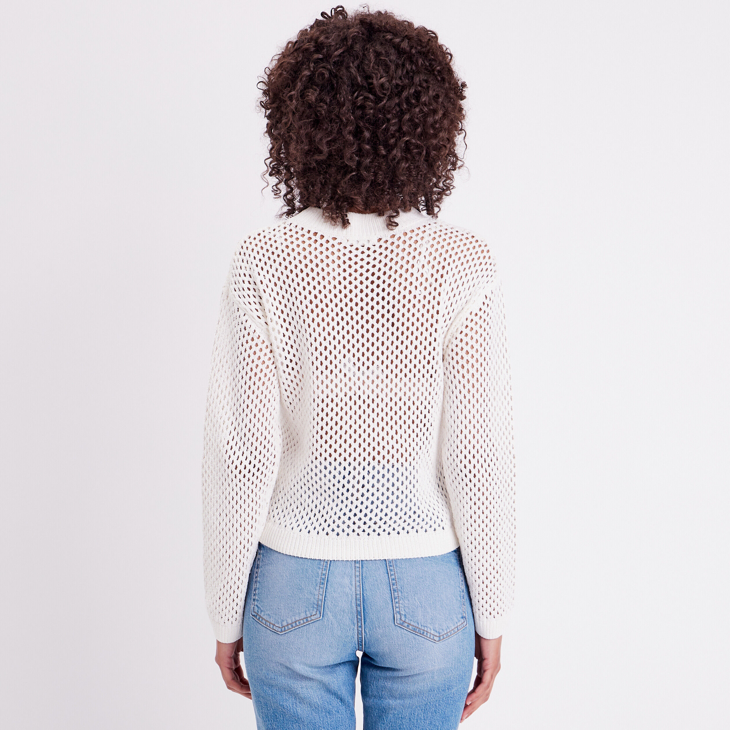 Pull ajouré col rond ecru femme | Cache Cache
