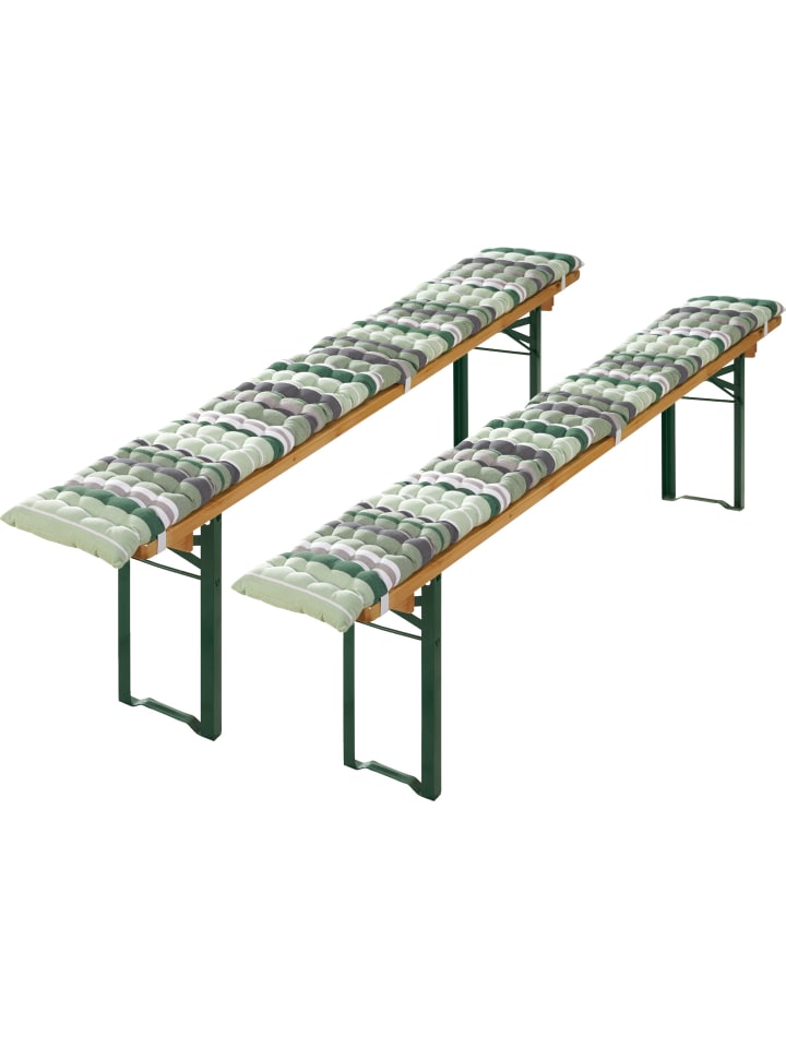 REDBEST buntgewebt, Baumwolle Bierbank-Auflage 2er-Pack in grün günstig kaufen 220 cm