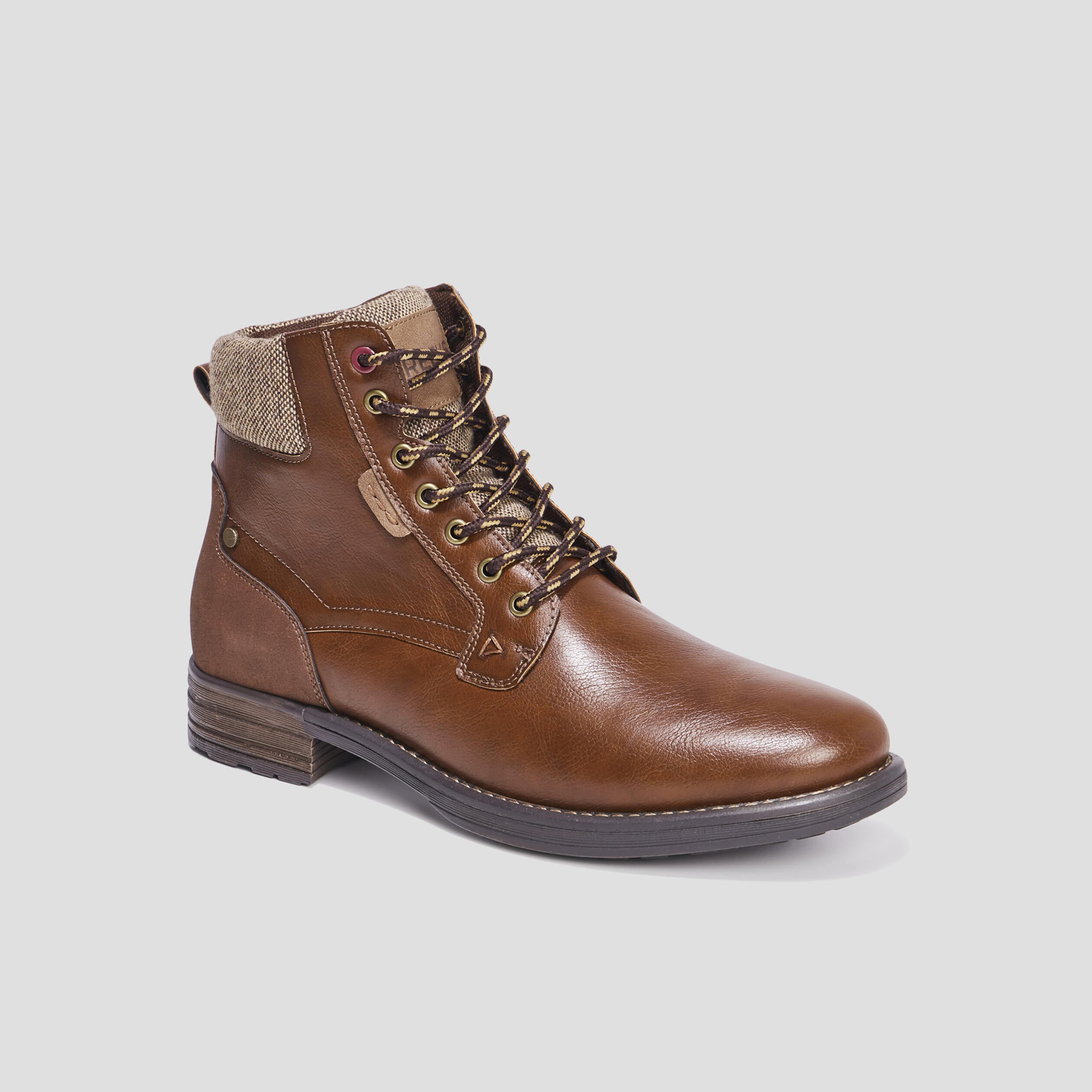 Bottines à lacets bi-matières Bicux marron homme | La Halle
