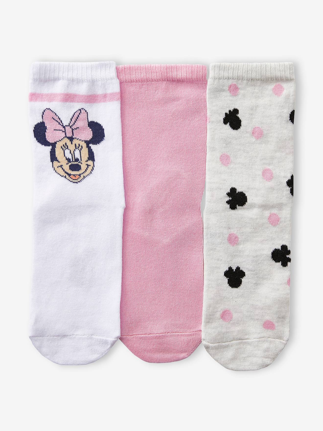 Minnie 3er-Pack Kinder Socken Disney MINNIE MAUS Oeko-Tex - rosa/weiß/grau meliert