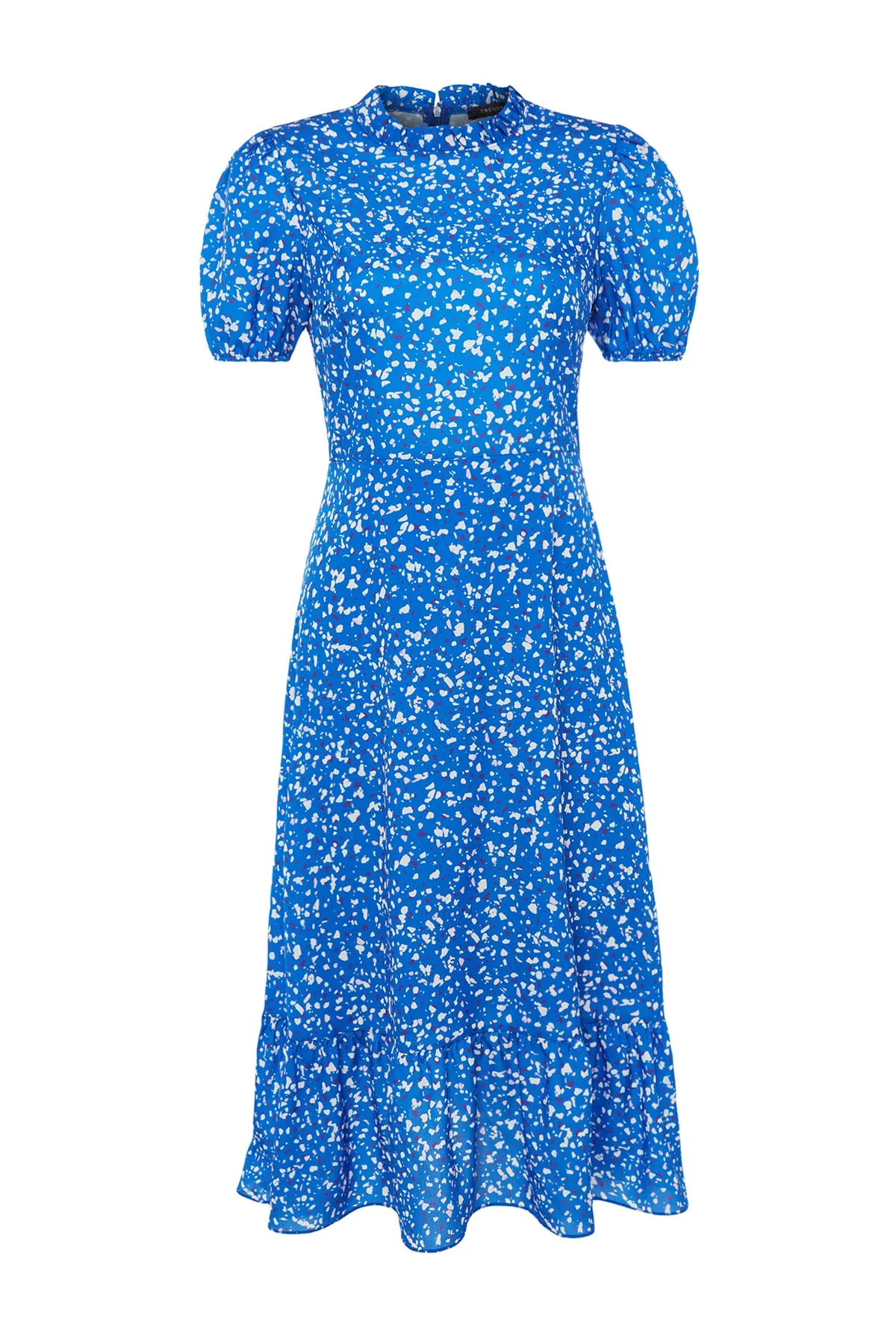 Trendyol Collection  Blaues, geblümtes, gewebtes Midikleid in A-Linie TWOSS20EL0894