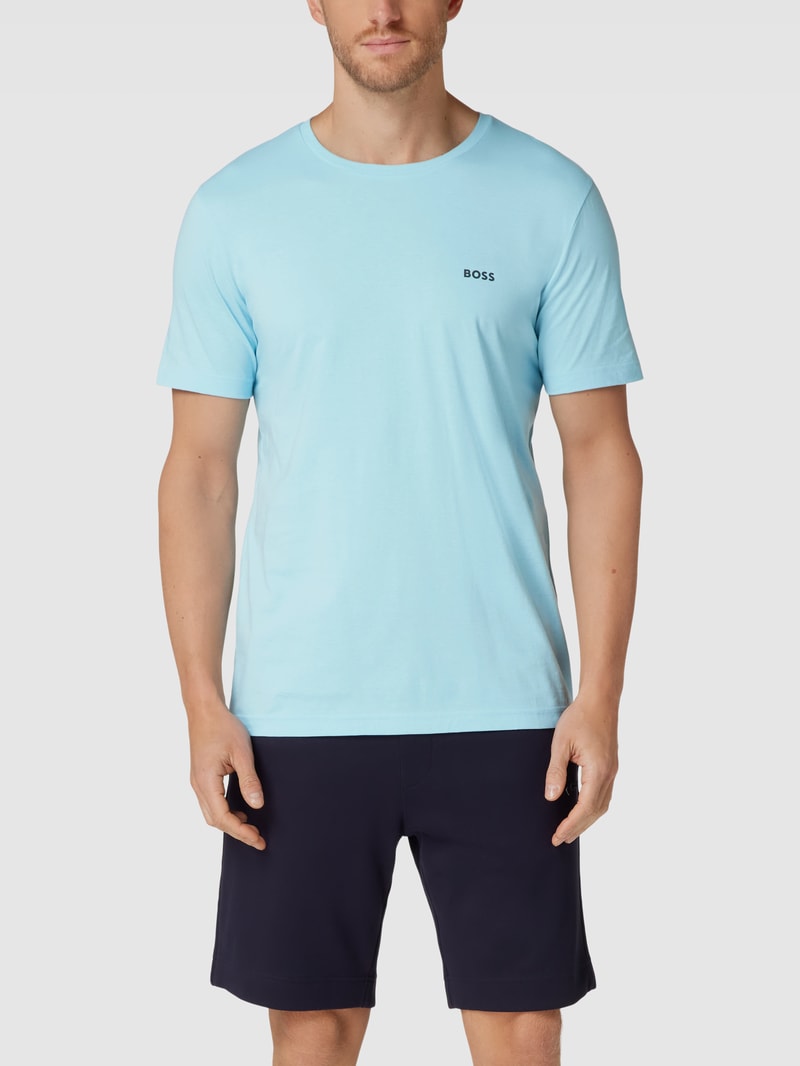 T-Shirt mit Label-Print Modell 'Tee 7' in hellblau