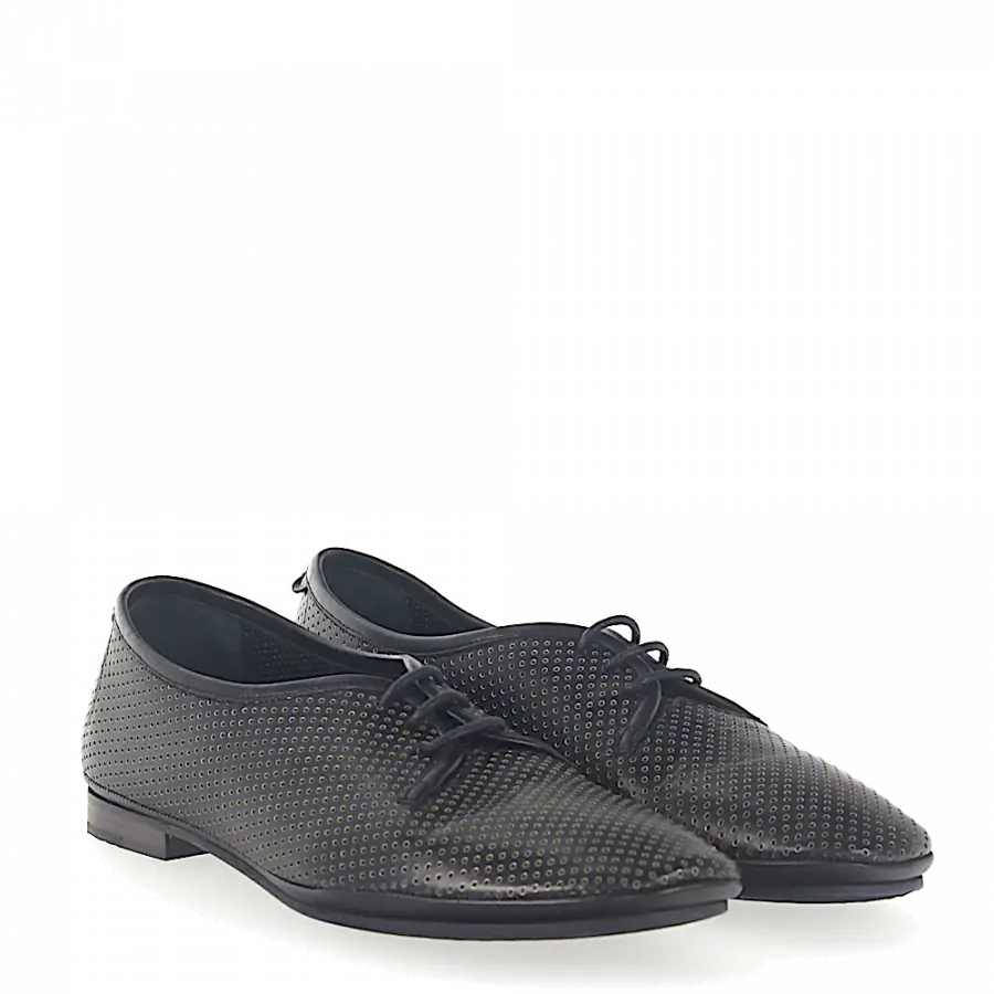 Truman's - Schnürschuhe 8100 Kalbsleder Lochmuster gold schwarz - schwarz