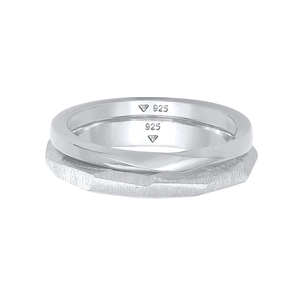 Elli PREMIUM Elli PREMIUM Bague Bague pour dames Duo Tendance de base à la structure torsadée  Bague