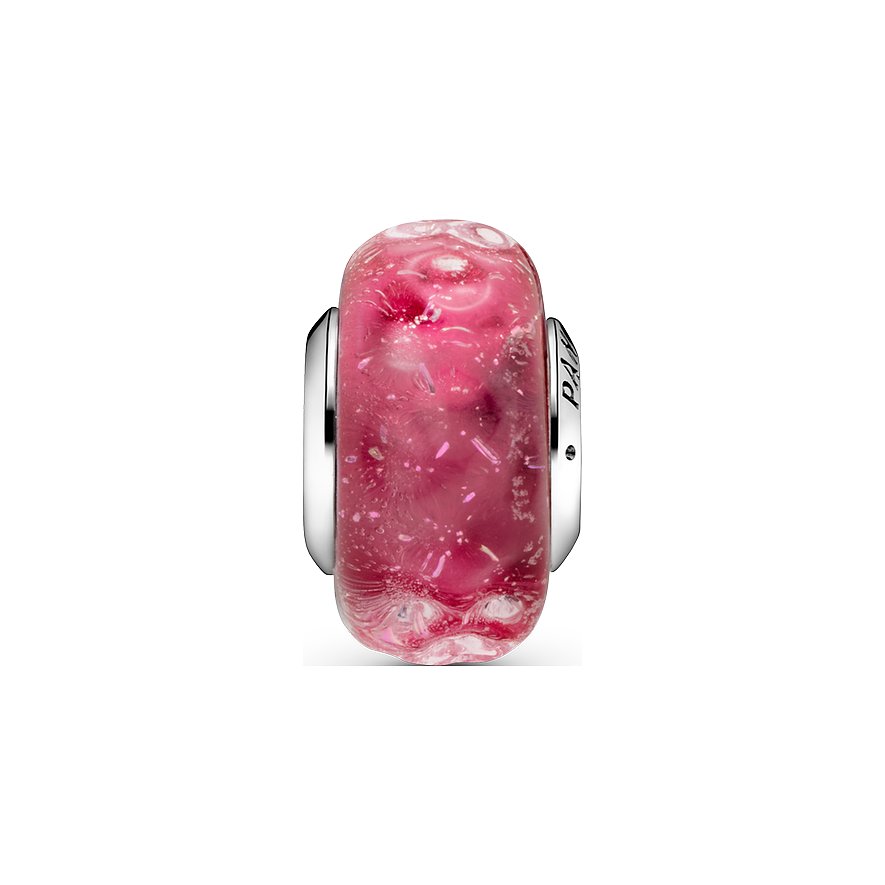 Pandora Charm Moments Wellenförmiges lachsfarbenes Murano-Glas