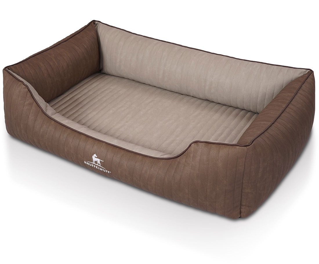 Knuffelwuff Hundebetten Knuffelwuff Orthopädisches Hundebett Outlander aus laser-gestepptem Kunstleder braun/ grau XL